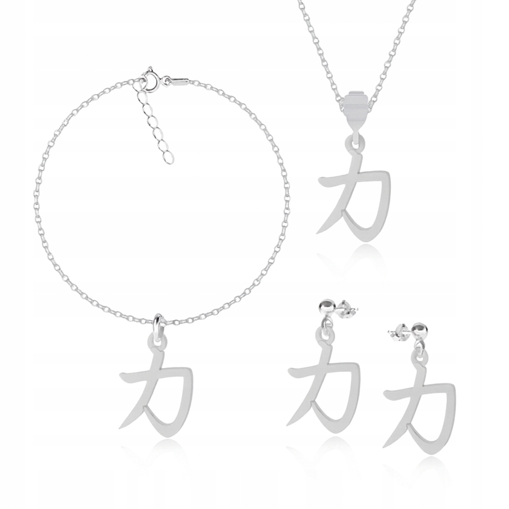 Kanji japonský znak síly síla stříbrný komplet ankr stříbro 925