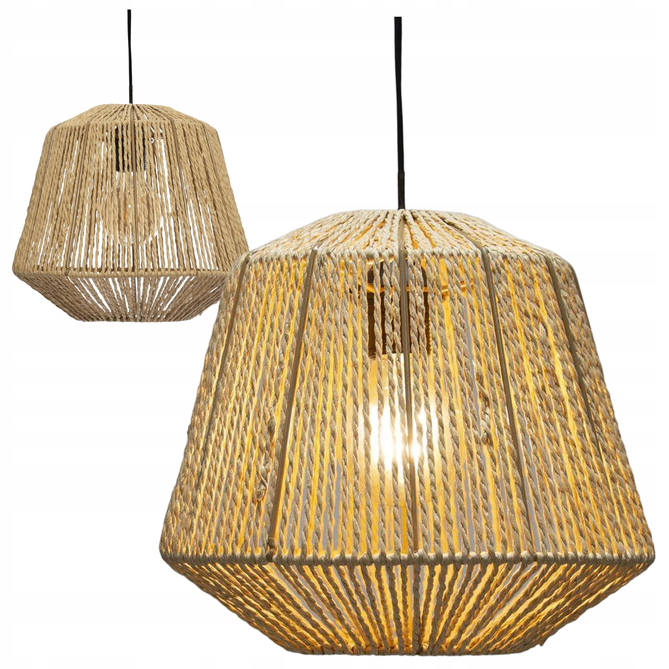 Lampa Wisząca Sufitowa E27 Boho Żyrandol 100 CM Do Salonu Sypialni Beżowa