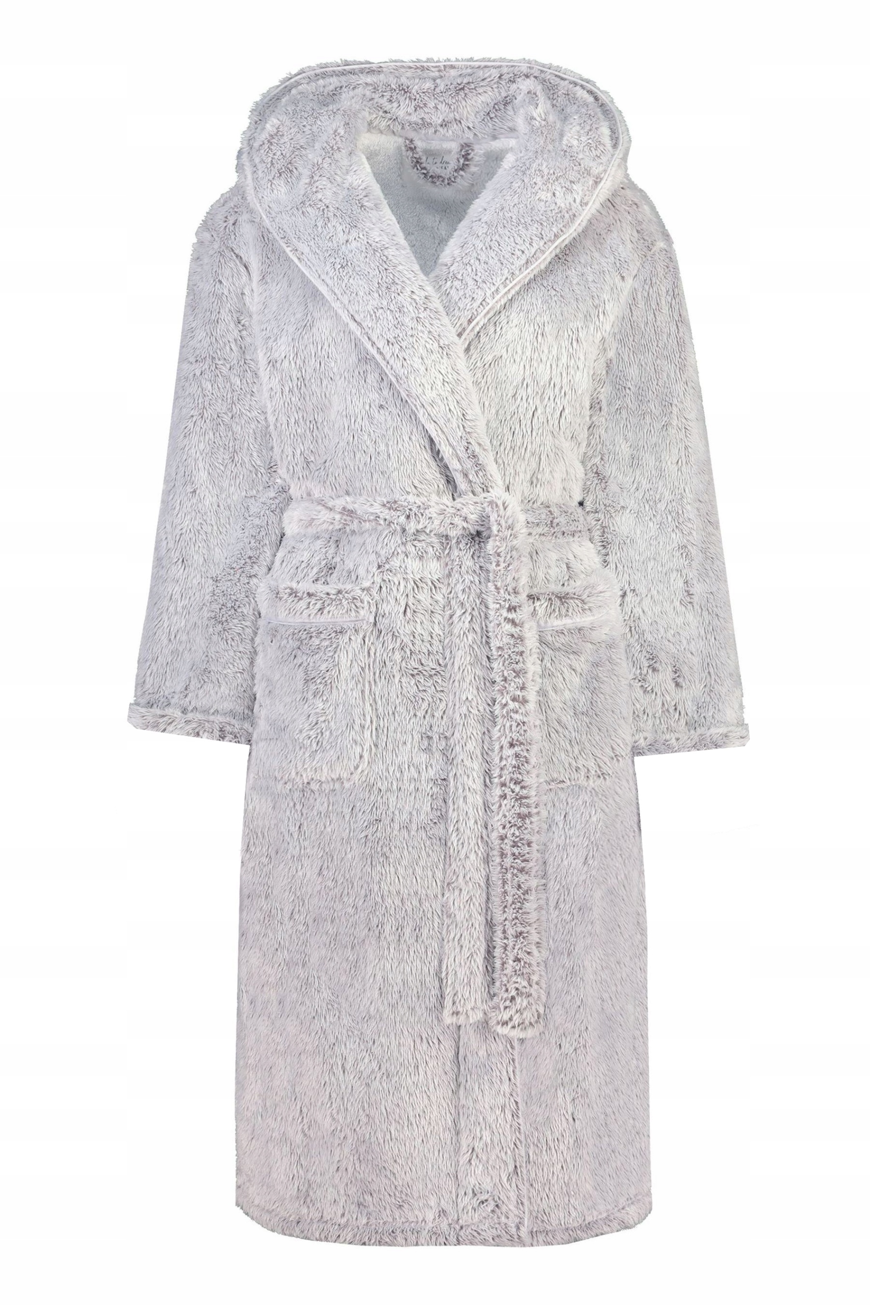 Luxusní dámský huňatý šedý župan Luxury s kapucí 1050 g Velikost S