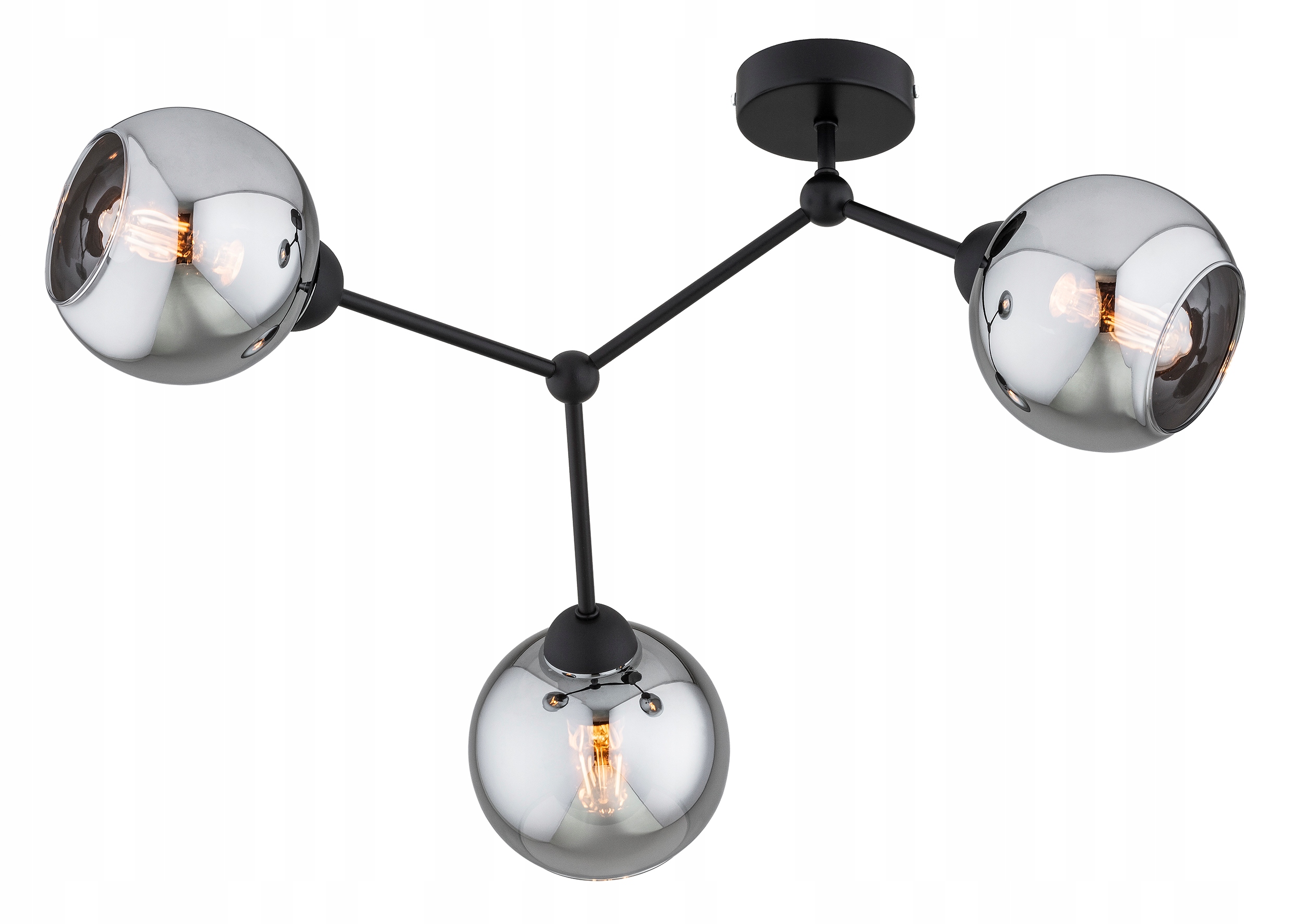 Lampa Wisząca Sufitowa Żyrandol Czarna Kula Chrom Dior Led E27