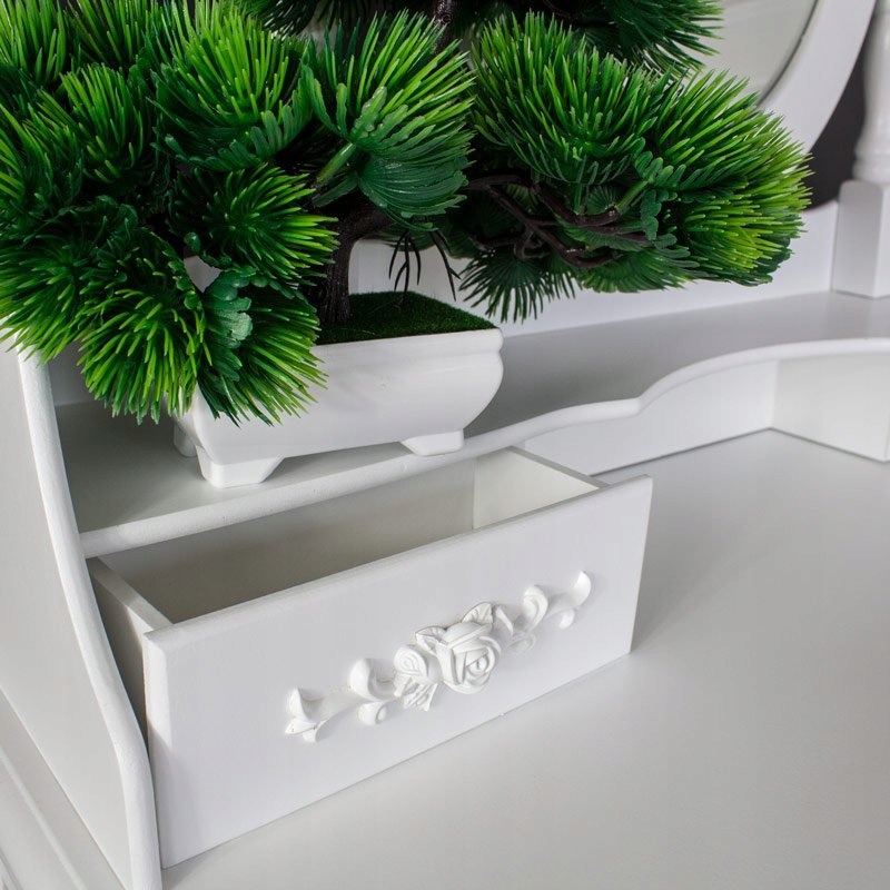 TOALETKA KOSMETYCZNA Z LUSTREM + TABORET SZUFLADY BIAŁA STYLOWA Typ stojące