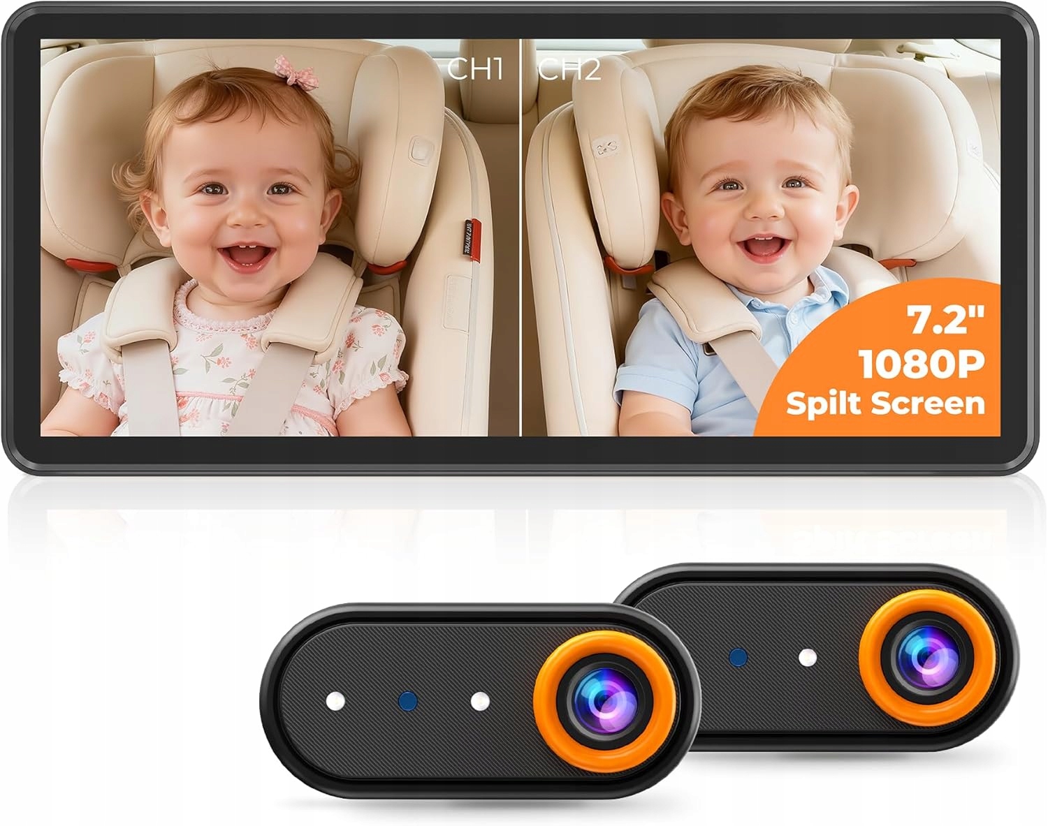 Luckview Kamera do auta pre dve deti Hd 1080P 360° 5.2''