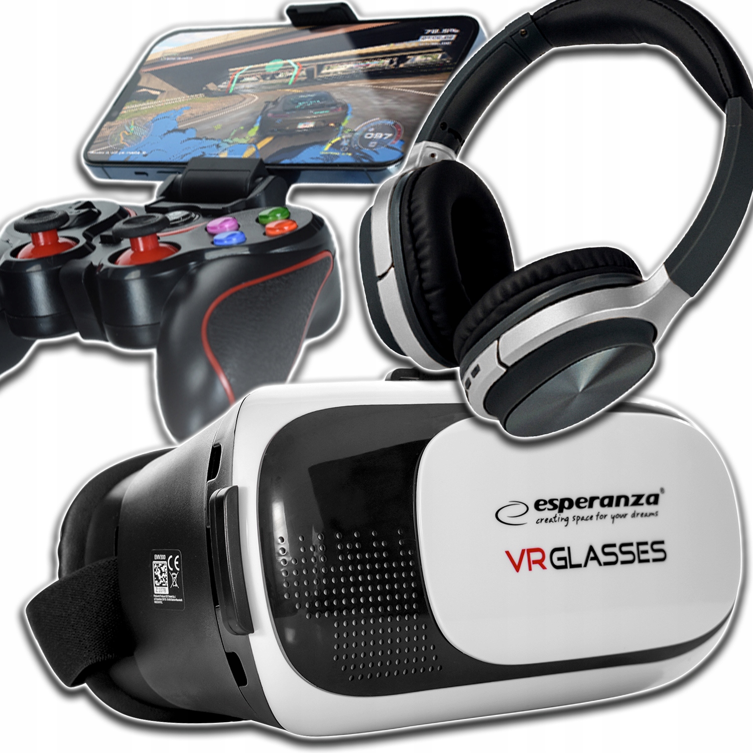 Brýle Pro Telefon Vr Gamepad Pad Bluetooth Bezdrátová Sluchátka Do Uší