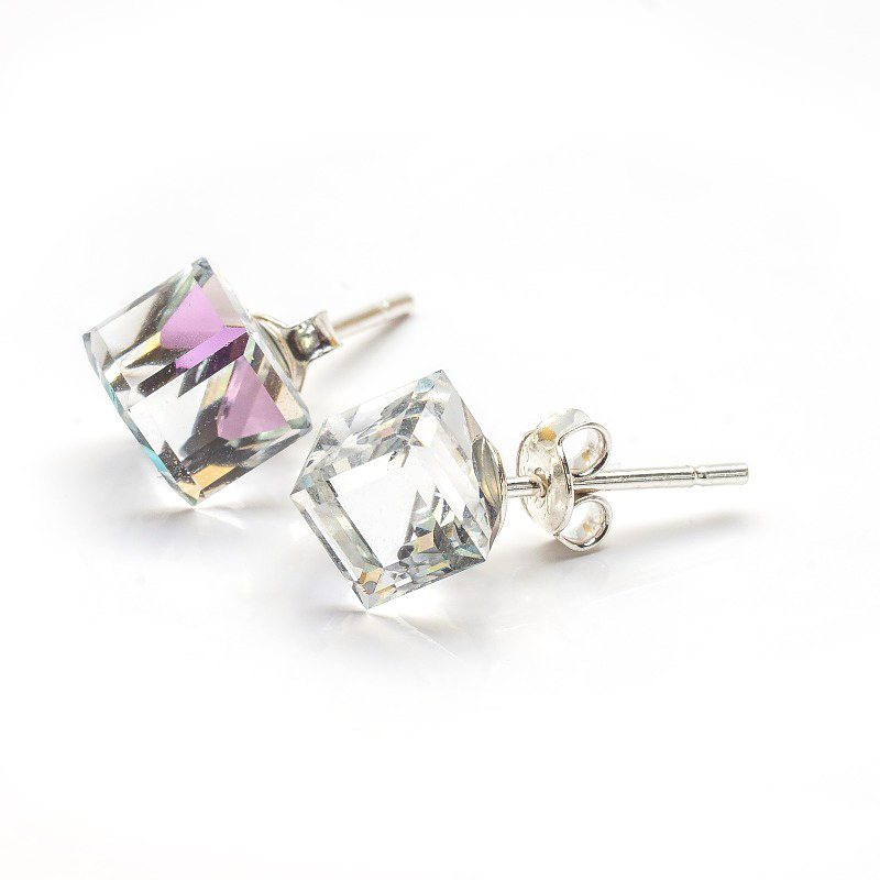 

Srebrne Kolczyki 925 z kr. Swarovski Cube 6mm VL
