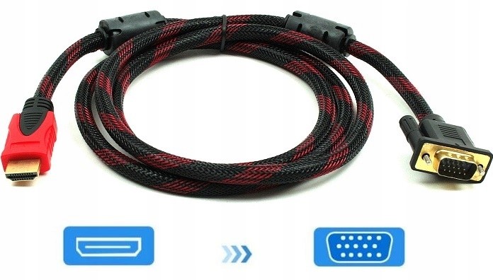 ADAPTER KABEL PRZEWÓD HDMI-VGA D-SUB PRZEJŚCIÓWKA 15 PIN MONITOR OPLOT 4K Informacje o bezpieczeństwie CE