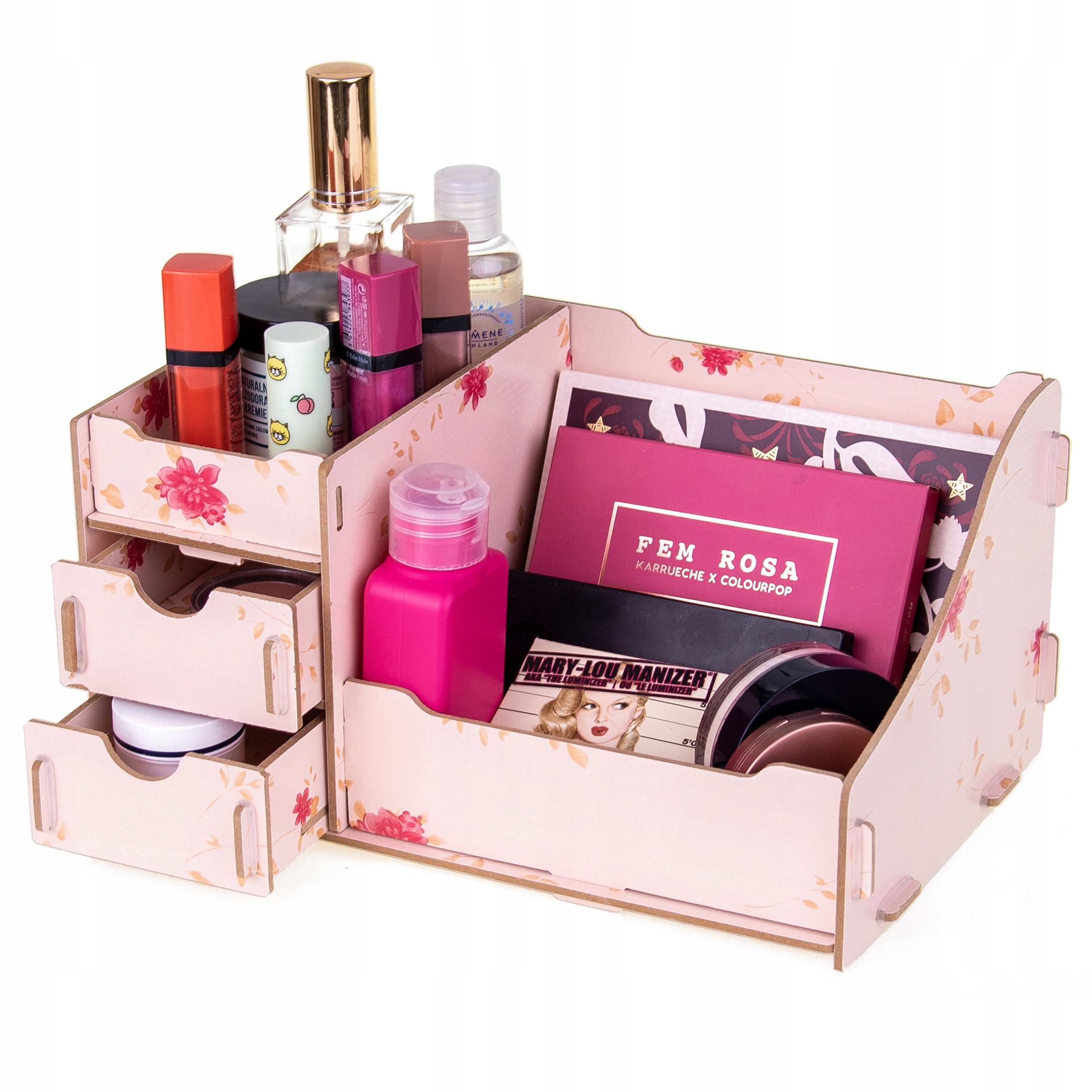 

Organizer Na Kosmetyki Biżuterię Drewniany Różowy