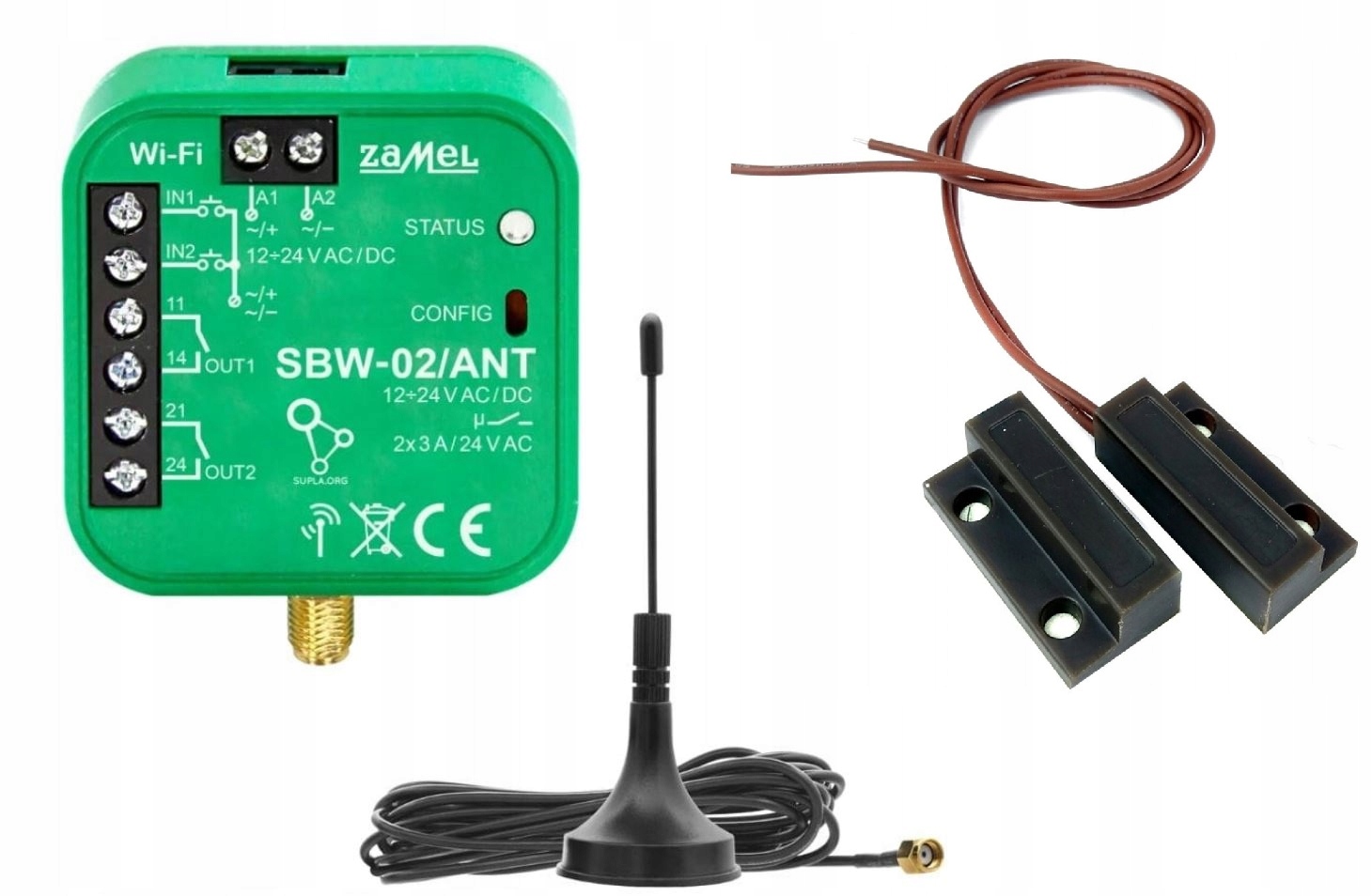 Ovládač brány Zamel Supla SBW-02/ANT Kontaktor Snímač otvorenia MC-38