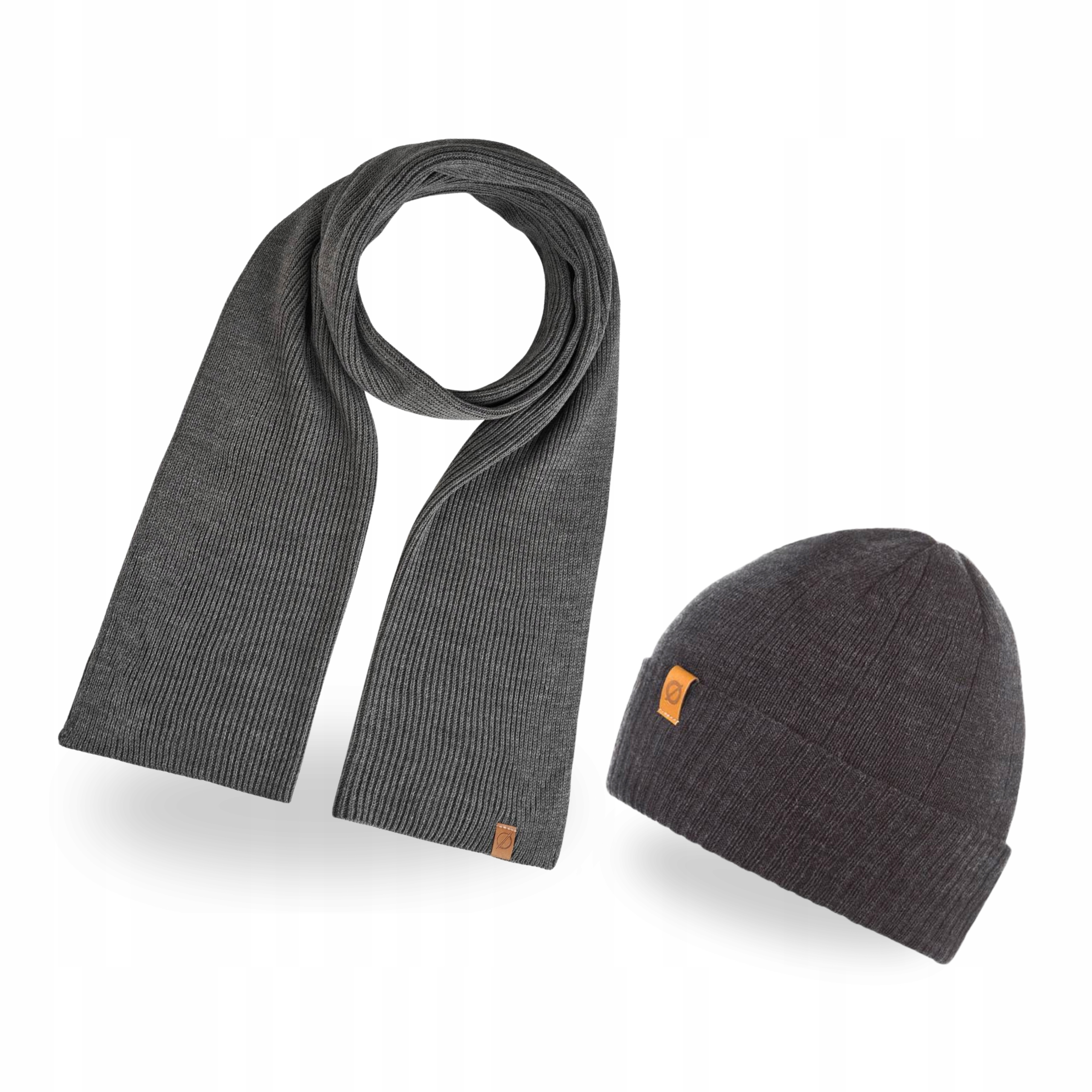 Pánská sada Čepice Klasická rolovací a dlouhá šála Brodrene Grafitová
