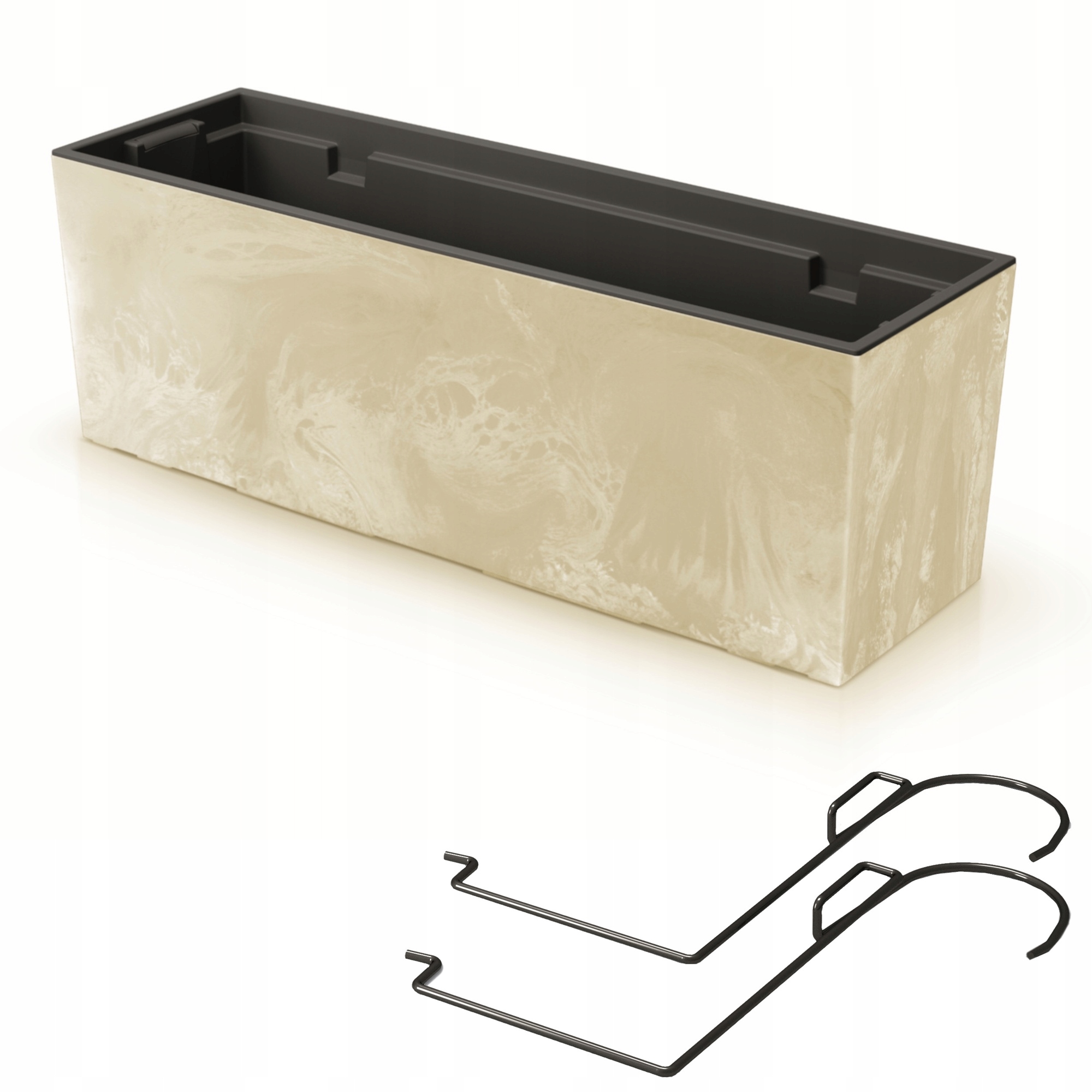 

Skrzynka donica balkonowa uchwyty 58x19cm kremowy