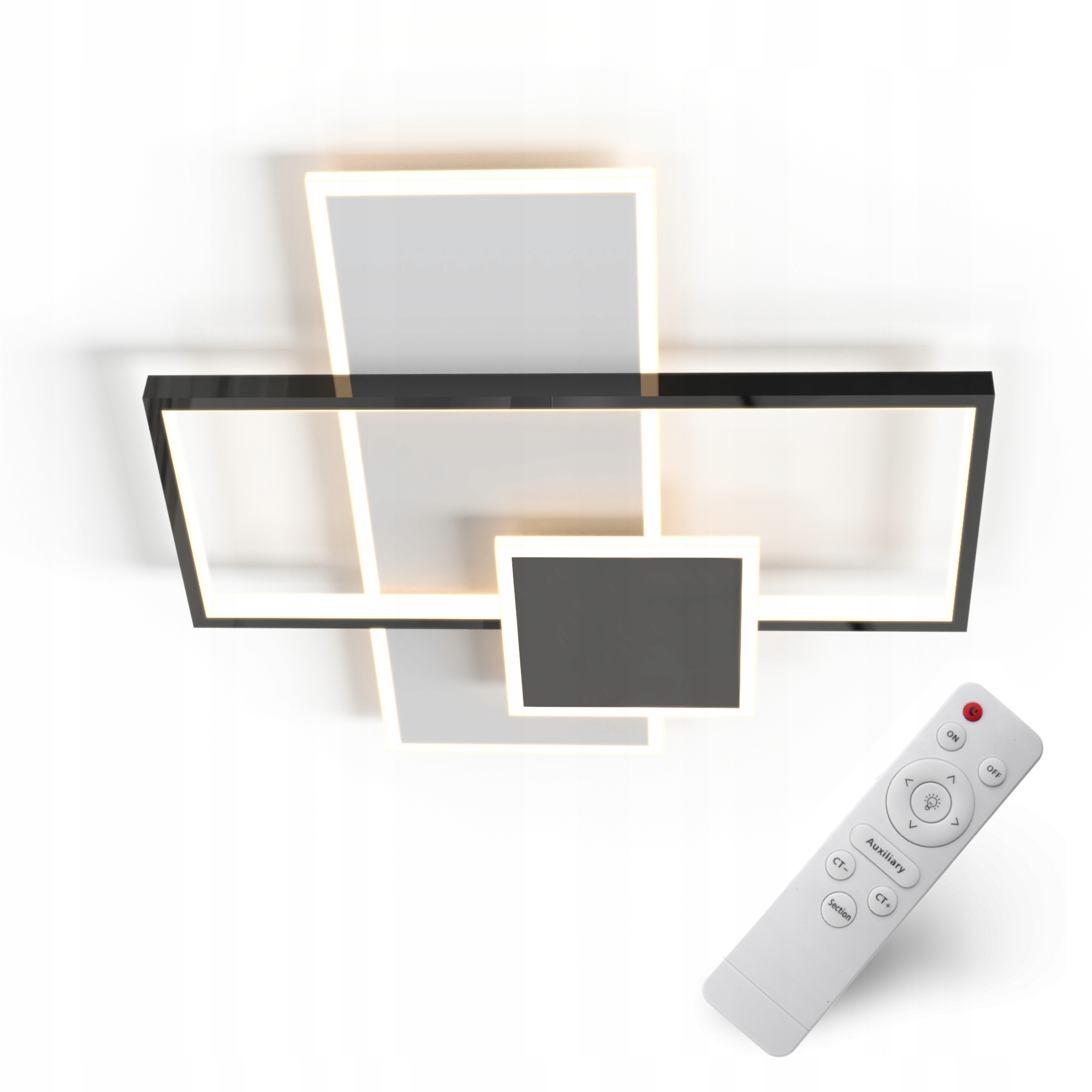 Stropná Lampa Luster Stropné Svietidlo Led 3 Farby Závesná Diaľkový Ovládač Čierna Biela