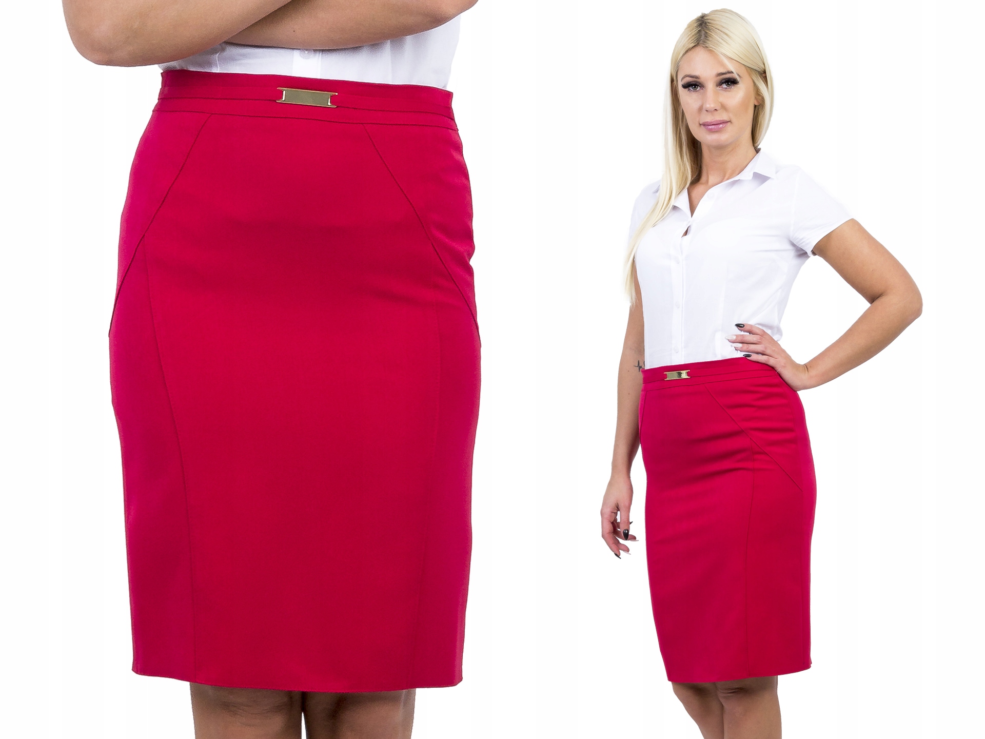 

D330 Elegancka Spódnica Ołówkowa Czerwona r. 38