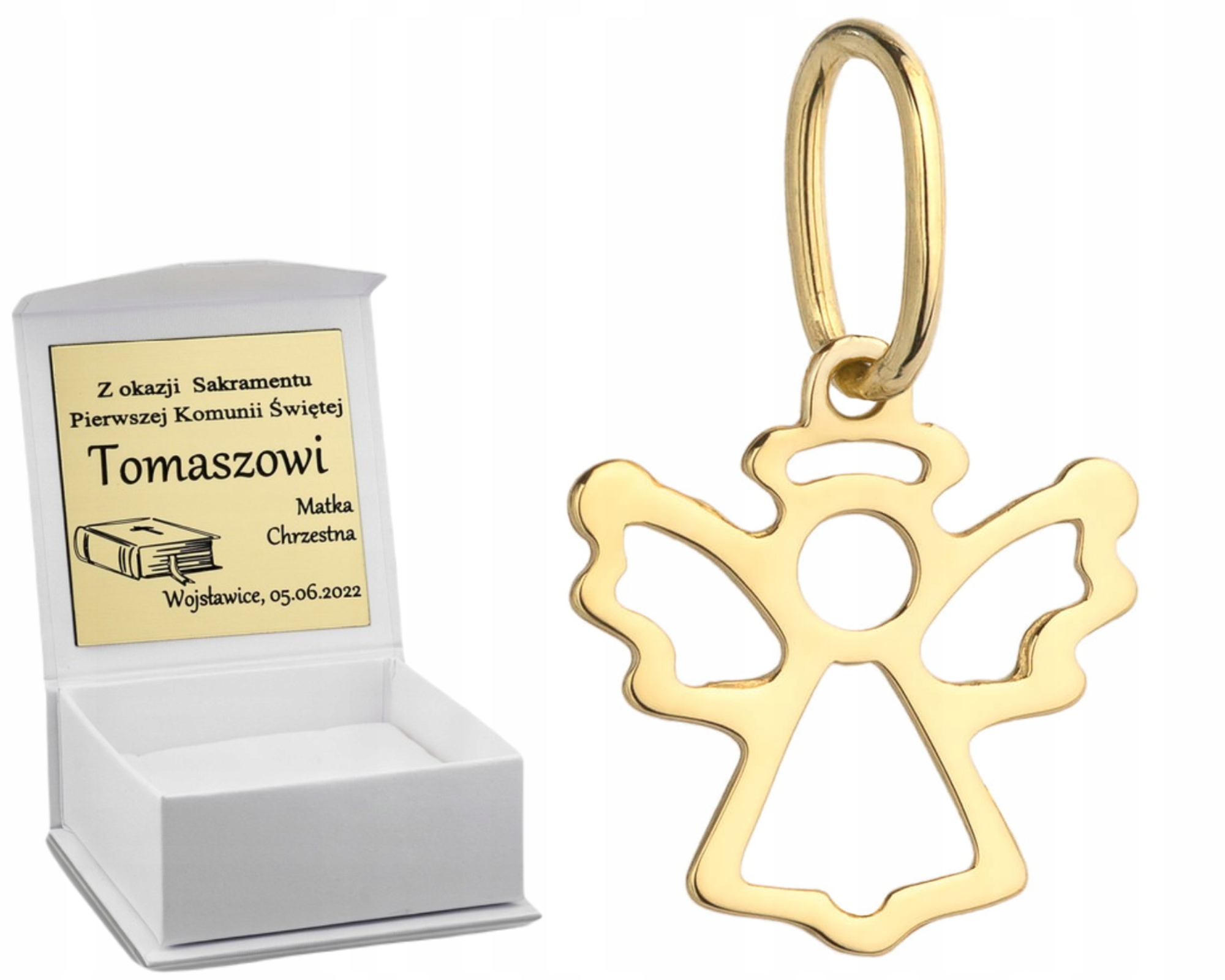 Zlatý Přívěsek Andílek S Aureolou 585 Gravírování