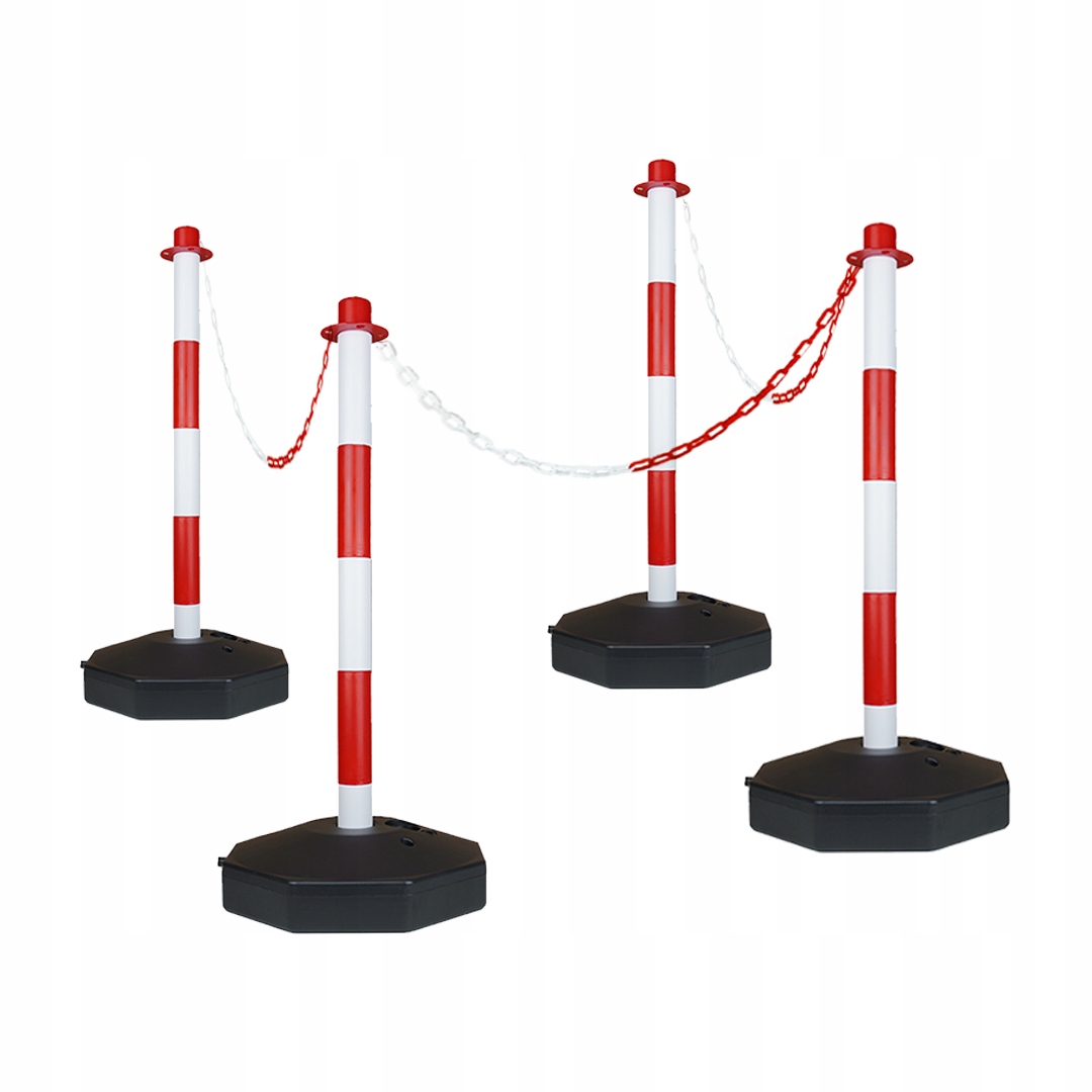 Silniční sloupky s parkovacím výstražným řetězem 4ks