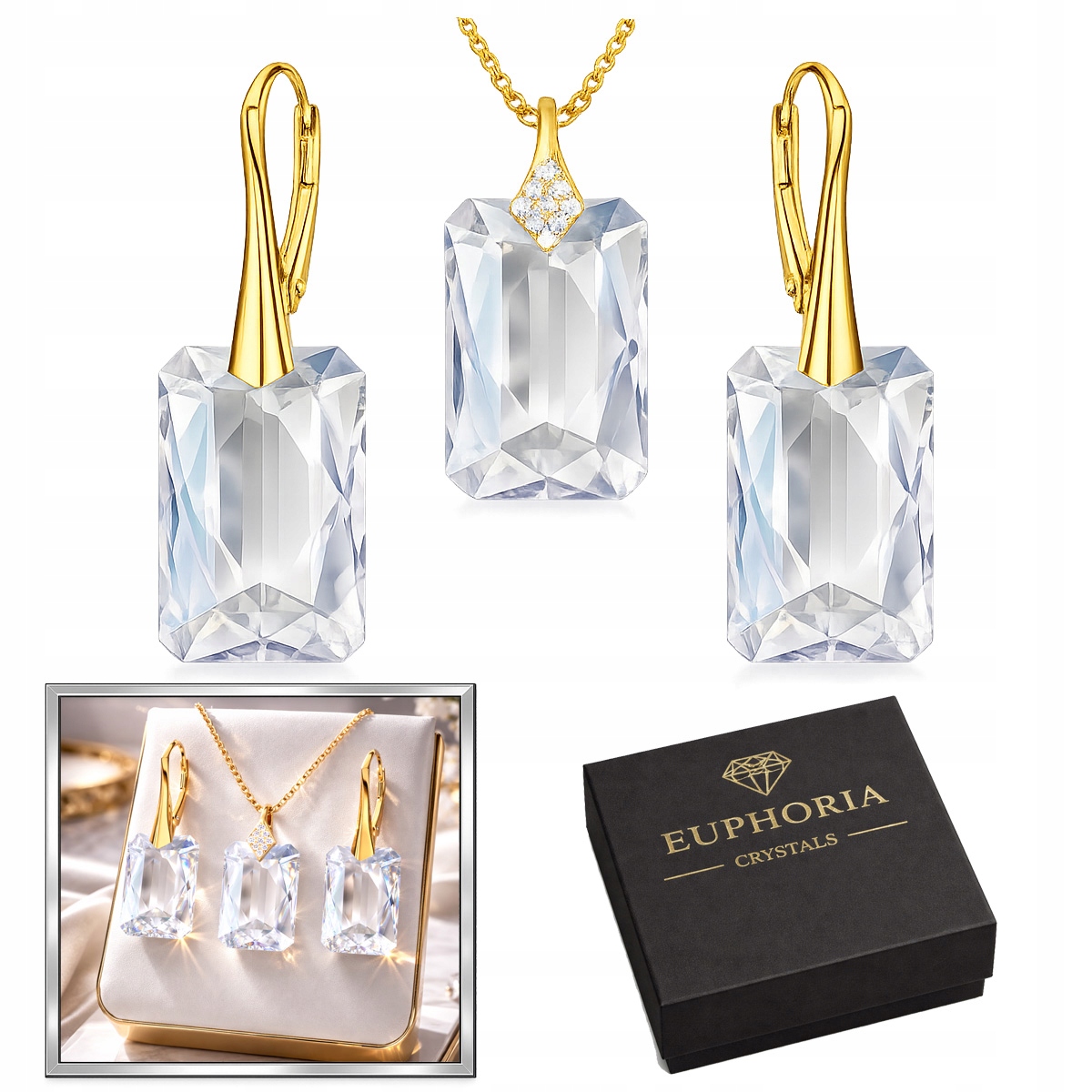 Sada šperků Zlaté Stříbro 925 Náušnice Náhrdelník jako Dárek pro ženy