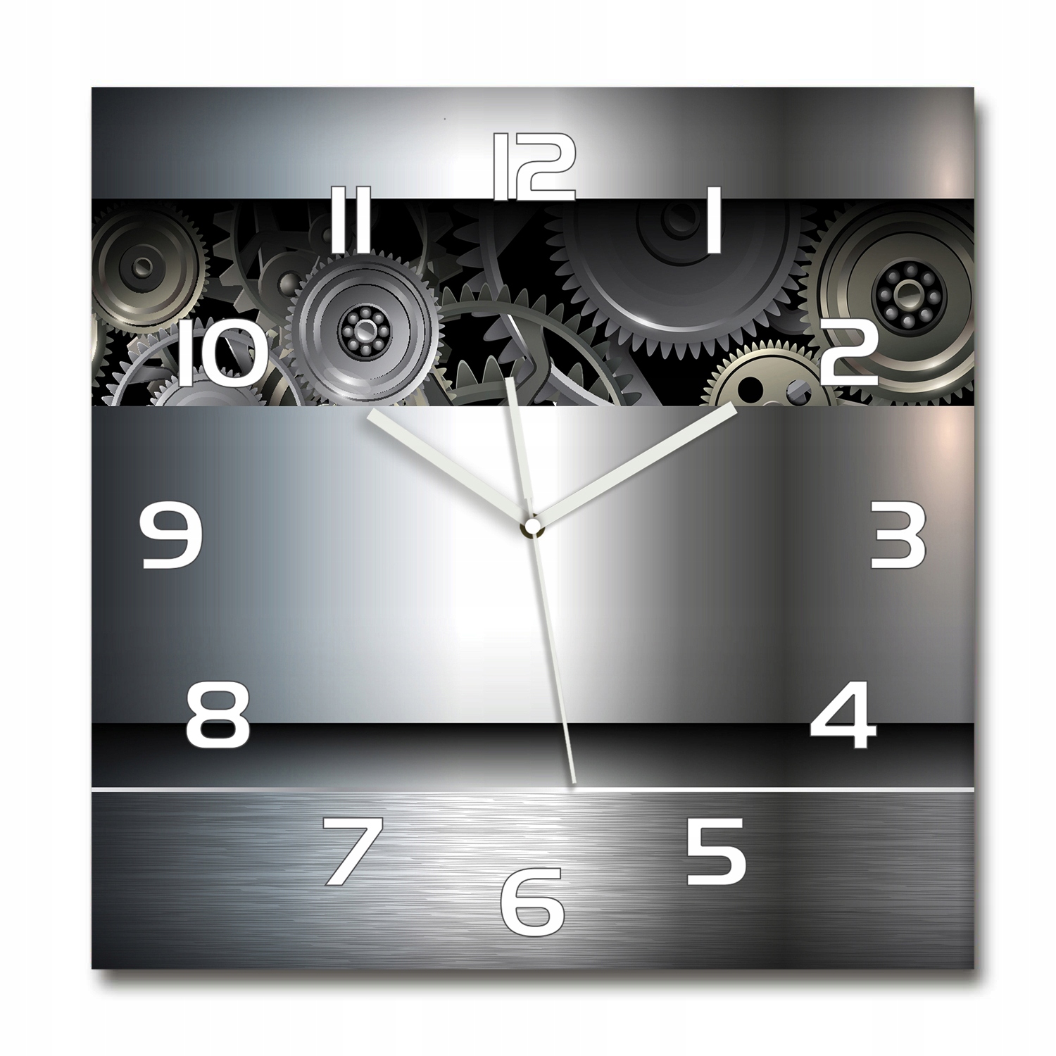 

Wiszący szklany zegar Zębatki abstrakcja 60x60 cm