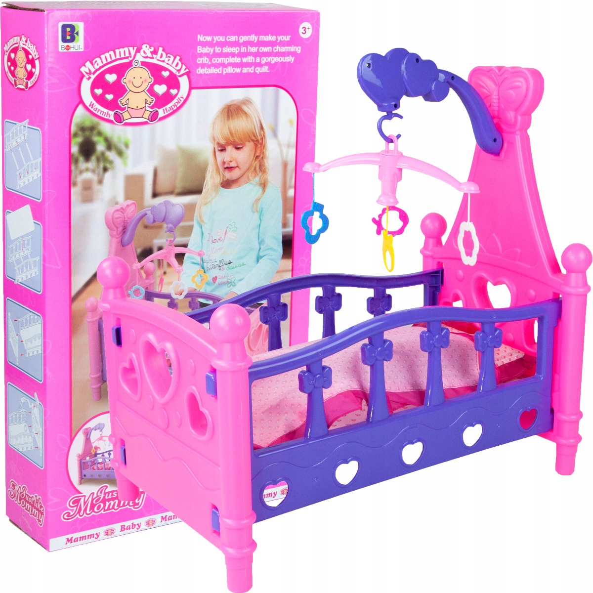 

Łóżeczko Dla Lalek Z Karuzelą Kołderką I Poduszką