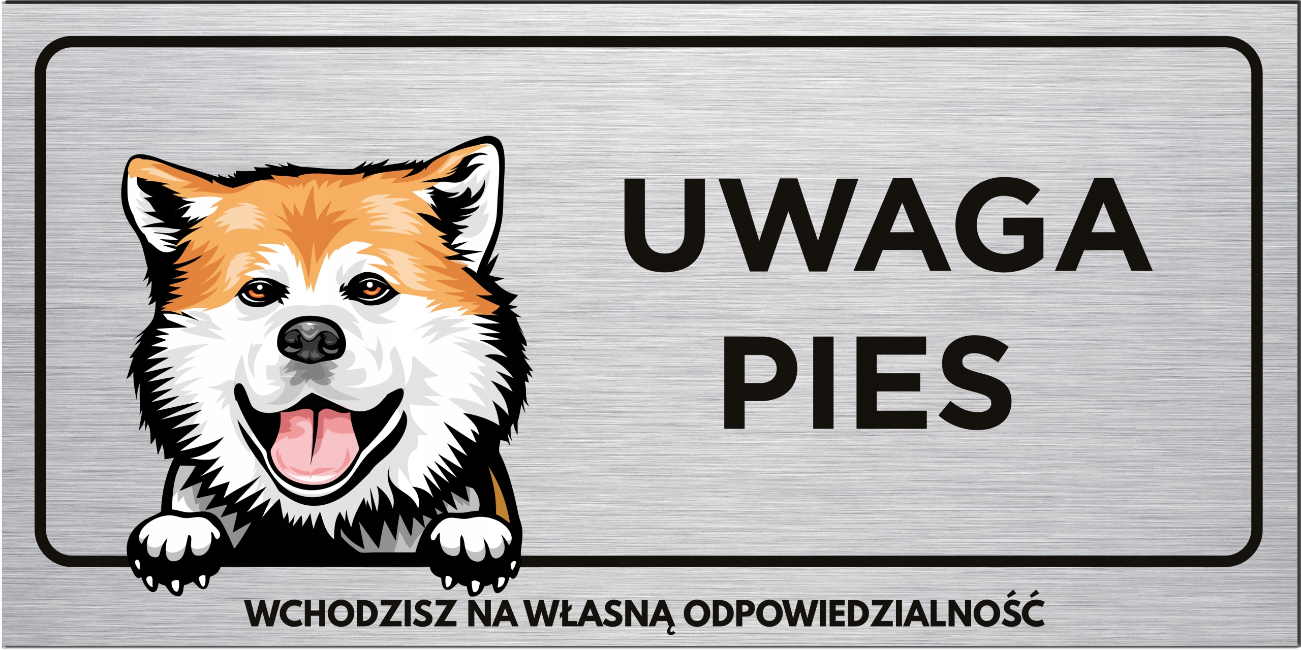 

Uwaga Pies tabliczka akita inu 40x20 Uv