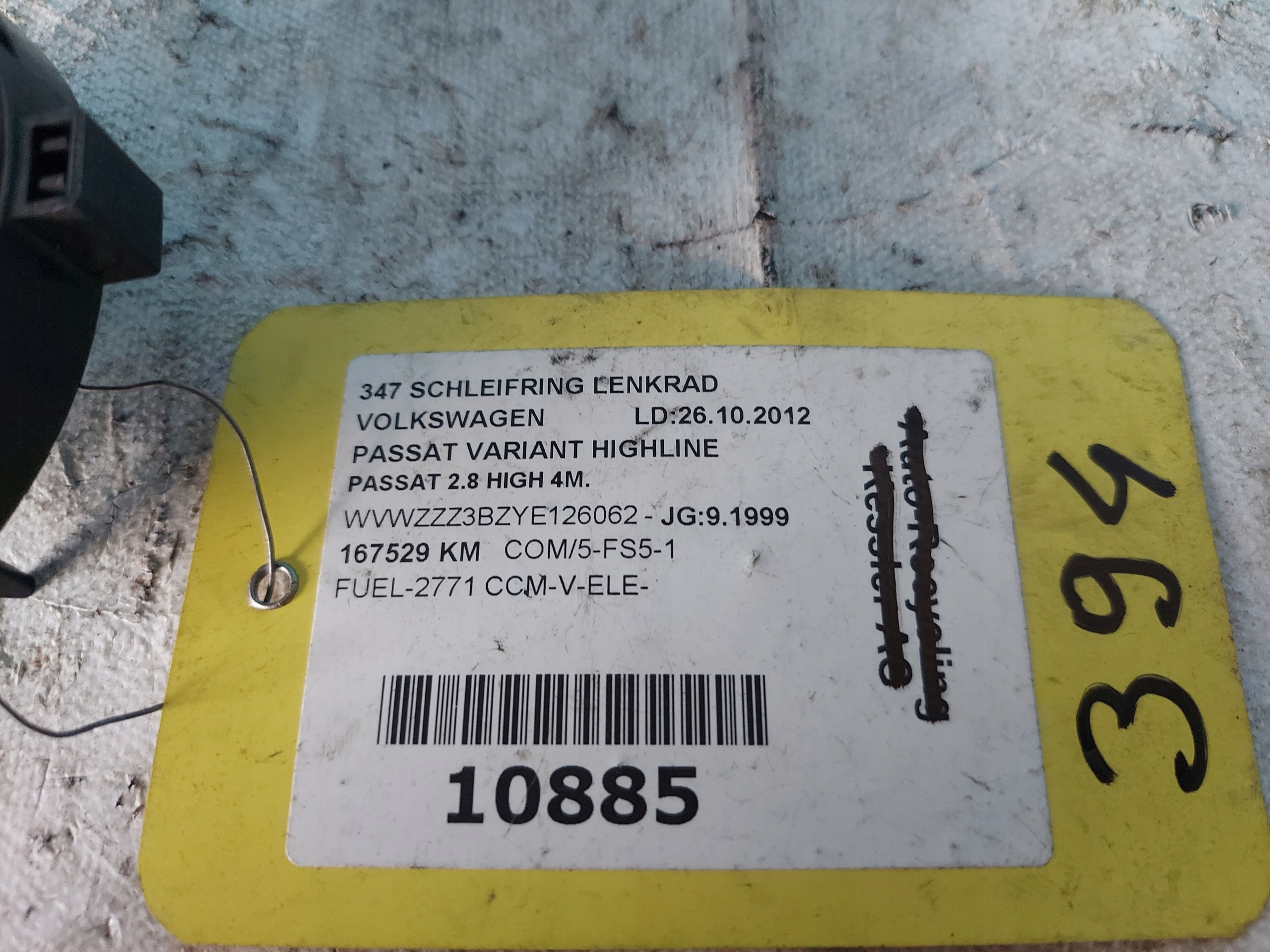 ring airbag PASSAT B5 2.8 V6 1J0959653B