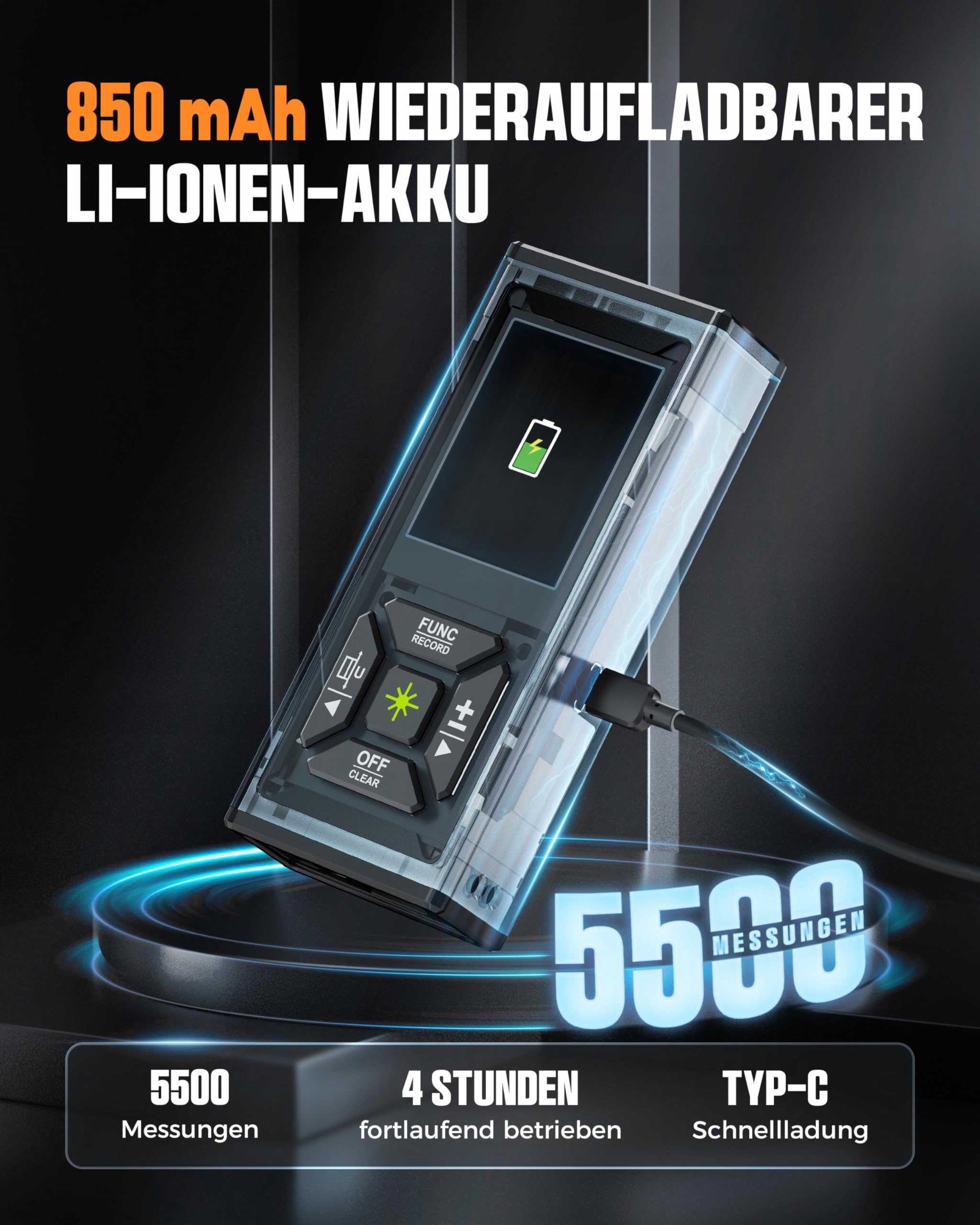 CIGMAN Laserowy Dalmierz 120m Zielony LCD Magnetyczny Czujnik Kąta — miniatura 6