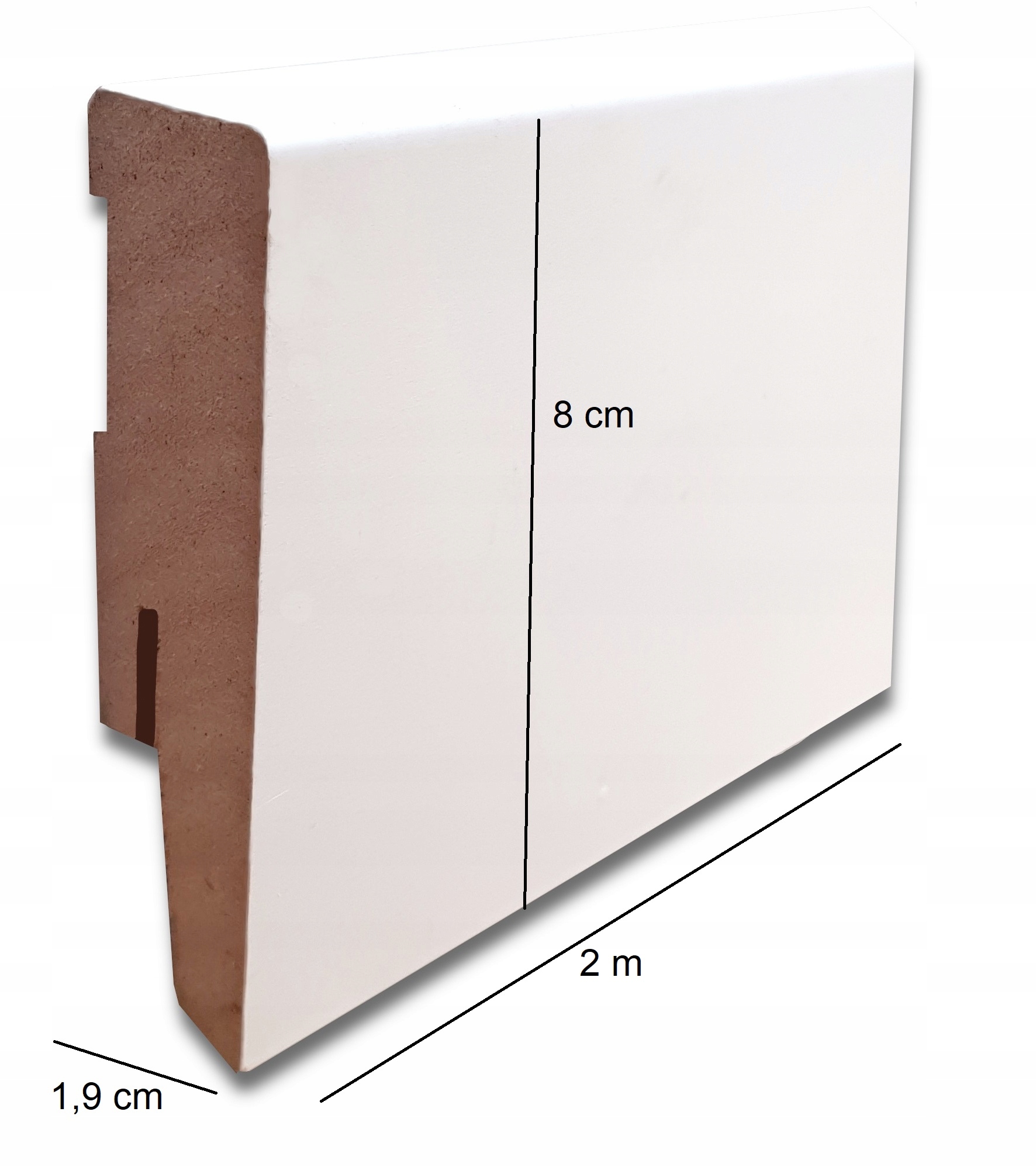8 LISTWA PRZYPODŁOGOWA MDF BIAŁA Formatowana 19mm Kod producenta PM01