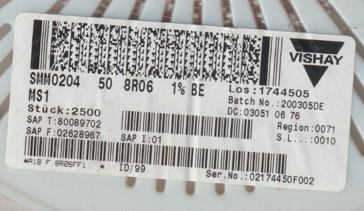 [100szt] 8R06 1% 50ppm rezystor Smd minimelf SMM0204 Draloric low noise