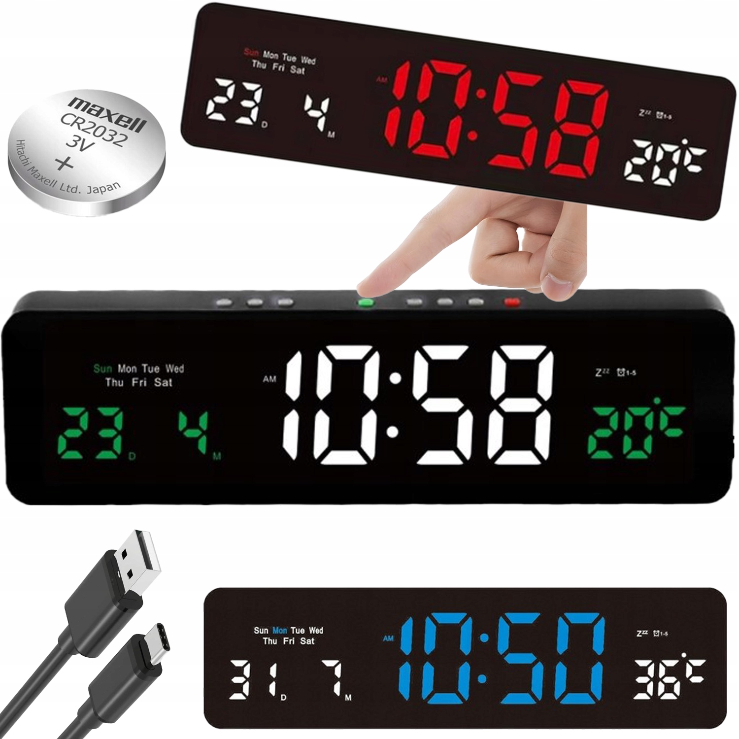 Velké Nástěnné Hodiny, Moderní Digitální Led Budík, Elektronická Teplota