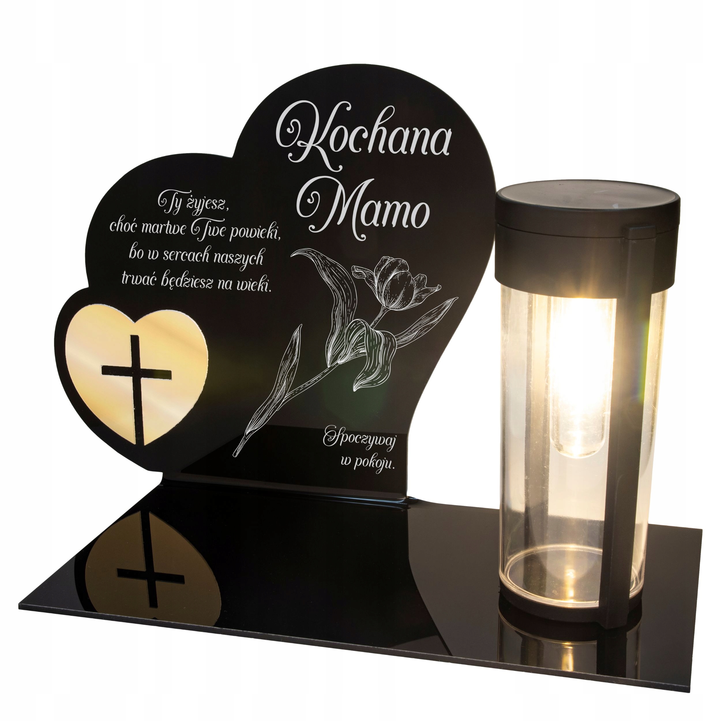 Hřbitovní Svíčka s gravírováním Věčná Led Lampička Lucerna Soška pro maminku