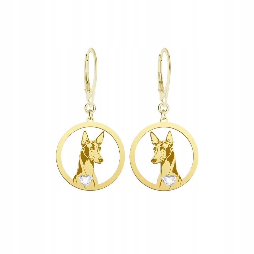 Náušnice Zlaté se psem Pharaoh Hound Stříbro 925 Žena Šperky Gravírování