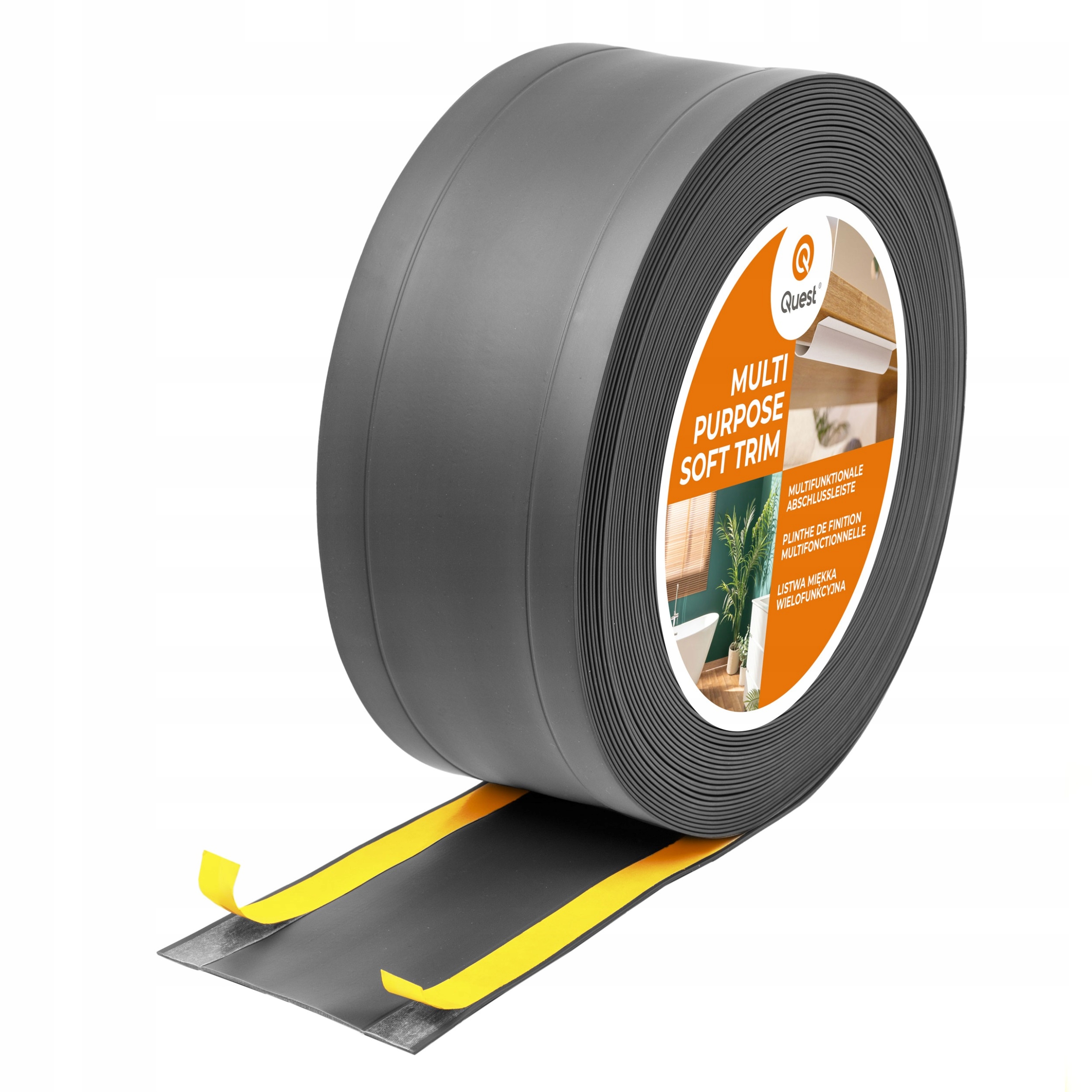 Dokončovacia lišta z Pvc 6v1 samolepiaca, tmavošedá 5 m 95 mm, W1