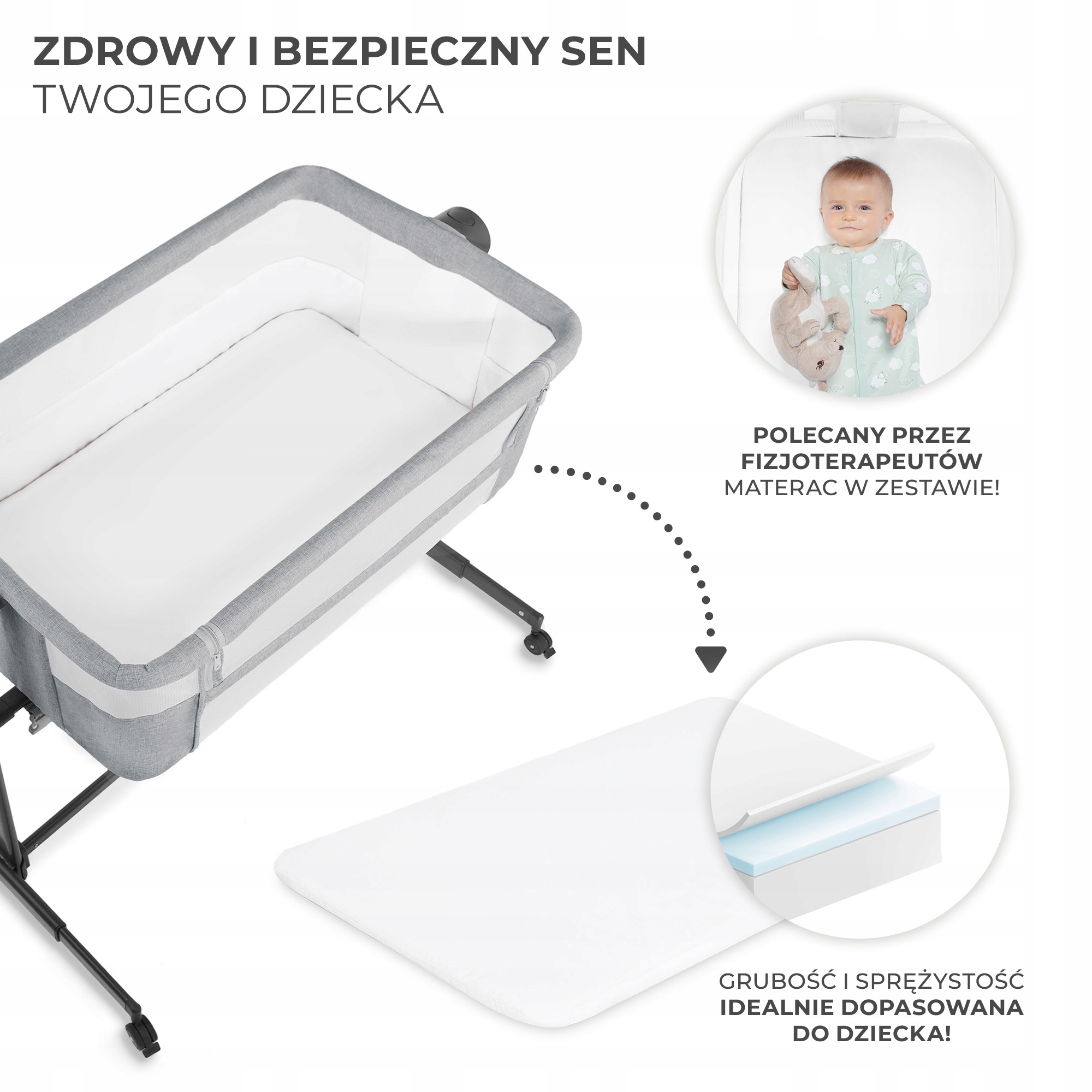 Łóżeczko dostawne dziecięce turystyczne NESTE UP 2 Kinderkraft szary Marka Kinderkraft