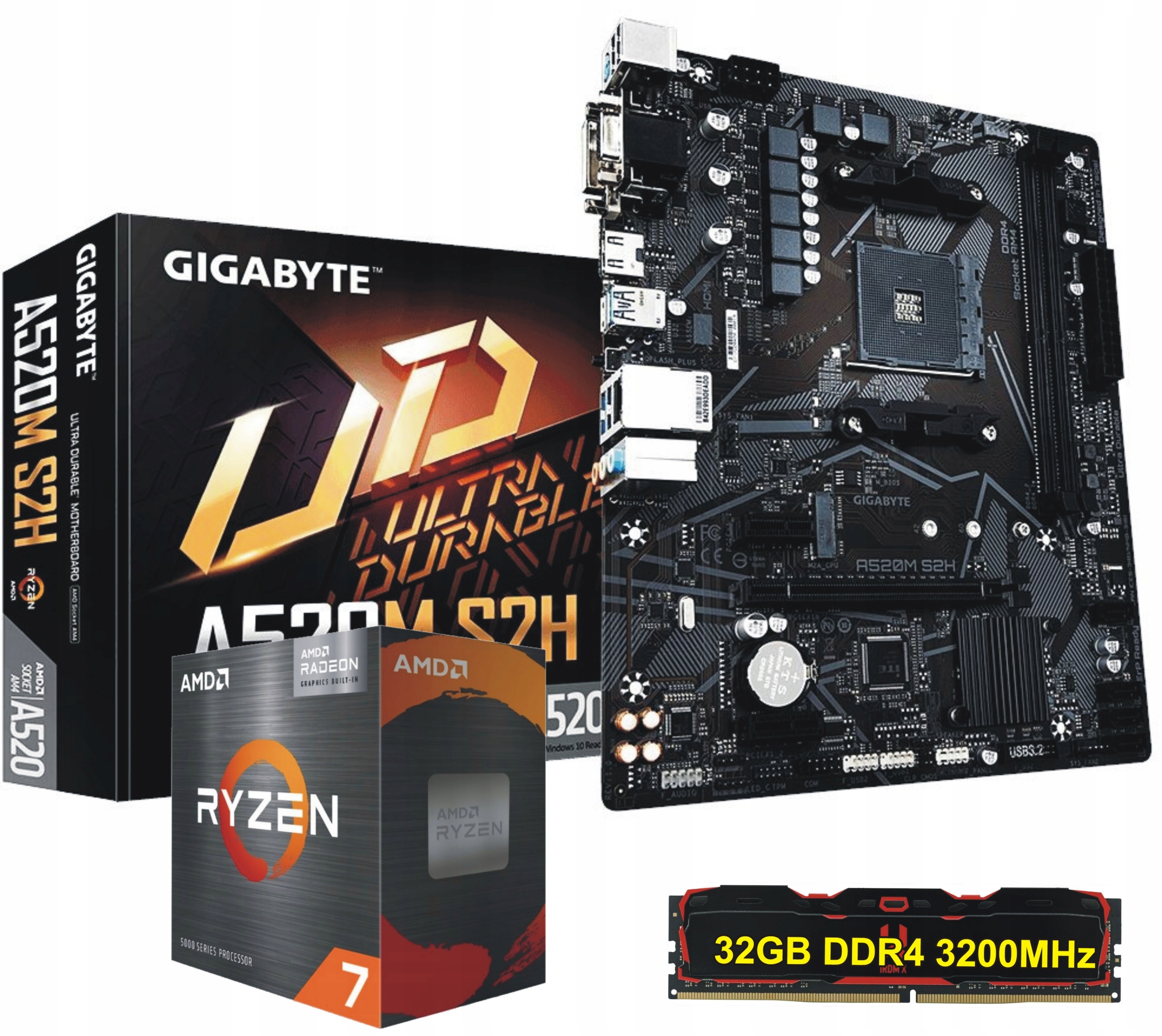 Комплект процессор AMD Ryzen 7 5700g материнская плата AM4 32 ГБ DDR4 Radeon RX VEGA