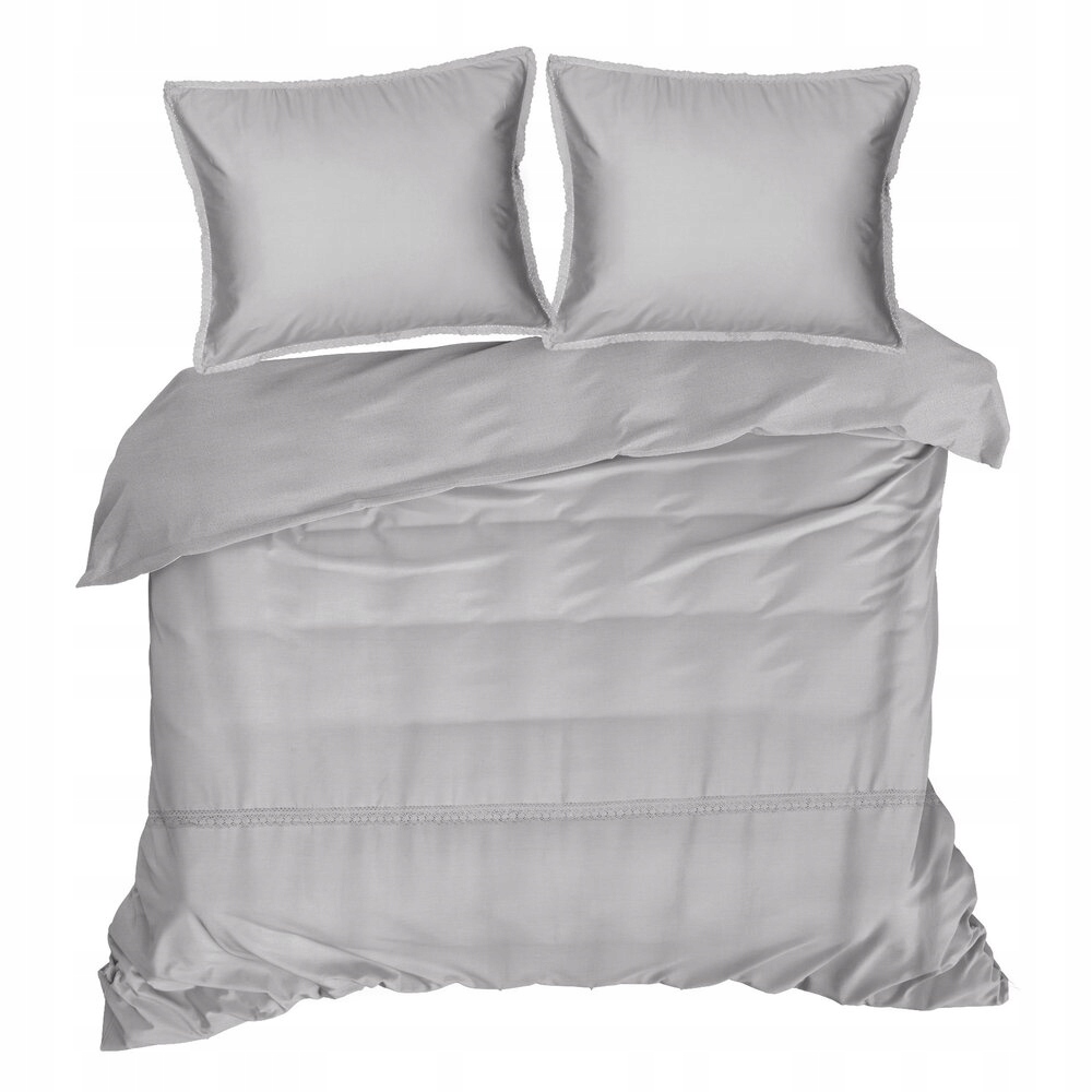 Posteľná Bielizeň saténová 200x220 Retro Eurofirany svetlosivá s čipkou v krabici