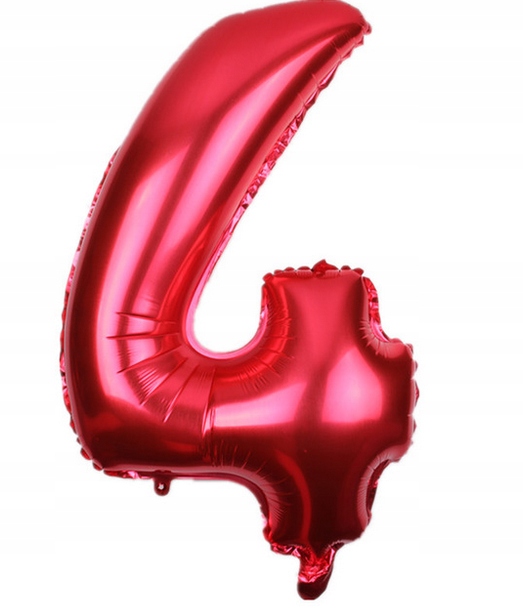 BALON FOLIOWY CYFRA 4 czwórka cztery CZERWONA 80cm