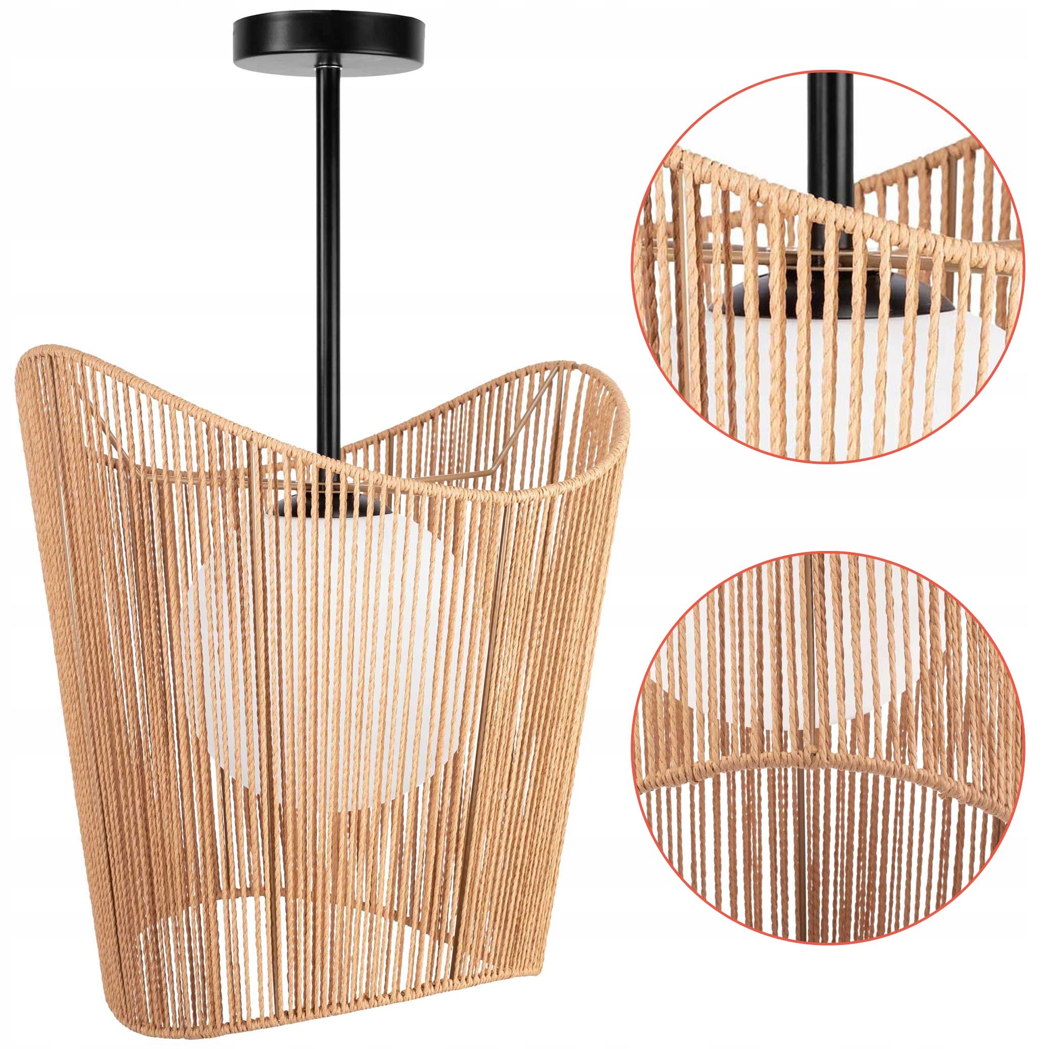 Závesná lampa Boho Ažurová Mliečna Tienidlo Abažúr Béžová Metal Šnúrka