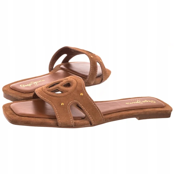 Boty Nazouváky Kožené Dámské Pepe Jeans Frida Soft Tan Brown Hnědé