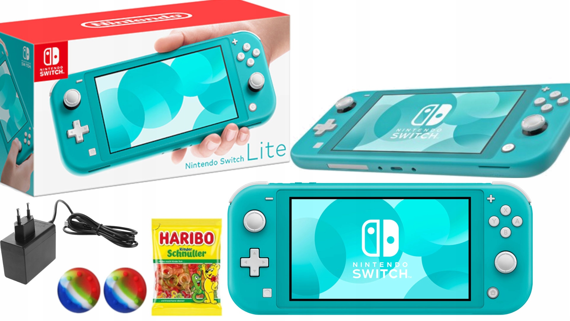 KONSOLA NINTENDO SWITCH LITE TURQUOISE TURKUSOWY HDH-001 + ZASILACZ KARTON