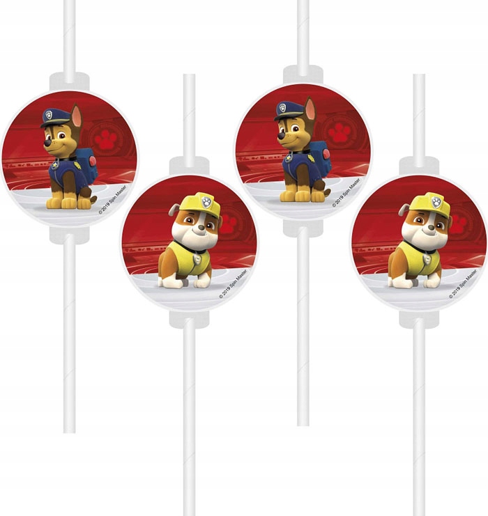 Słomki papierowe PSI PATROL paw patrol rurki do picia urodziny PARTY 4szt