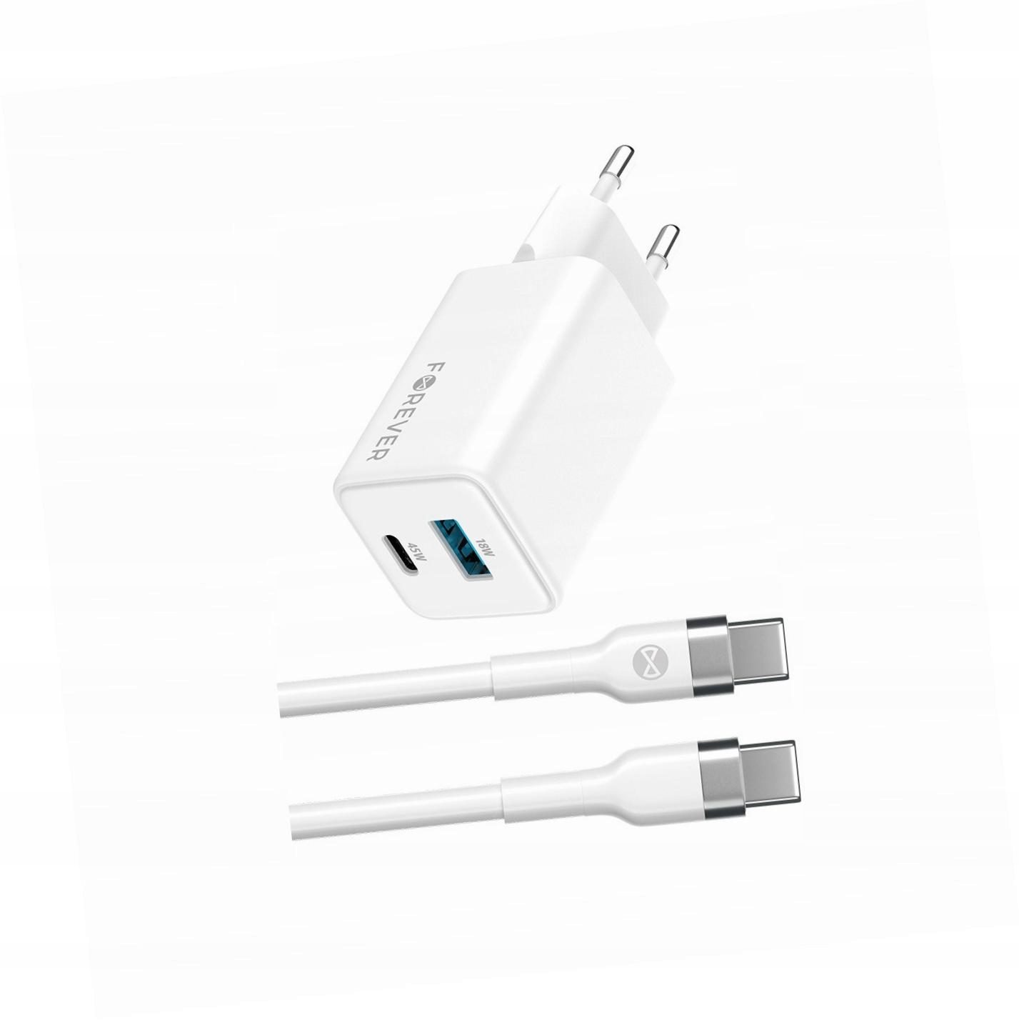 Szybka ładowarka GaN 45W 2 wejścia Usb i Usb-c z kablem do Samsung S21 Fe