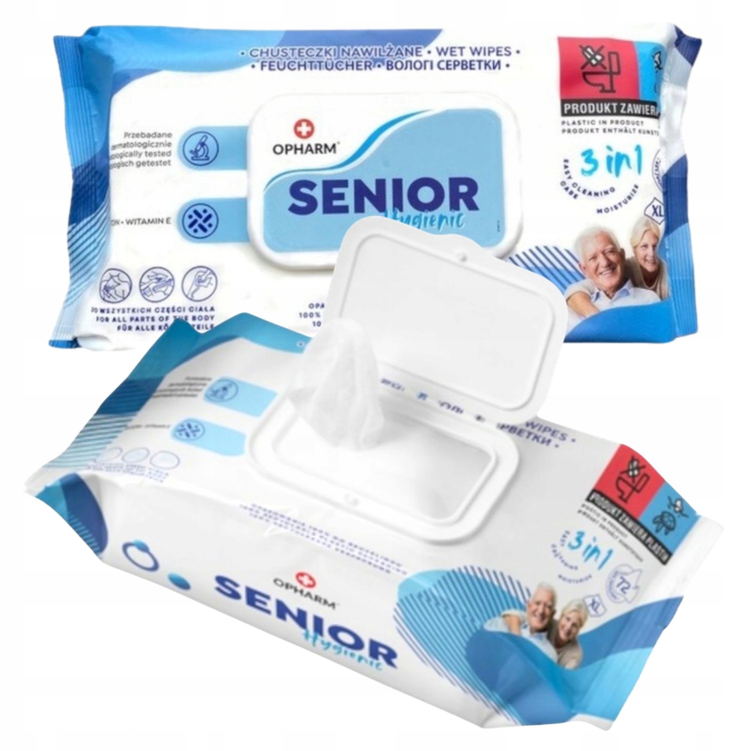 2x72szt Opharm Senior Chusteczki nawilżane dla osób starszych Flowpack