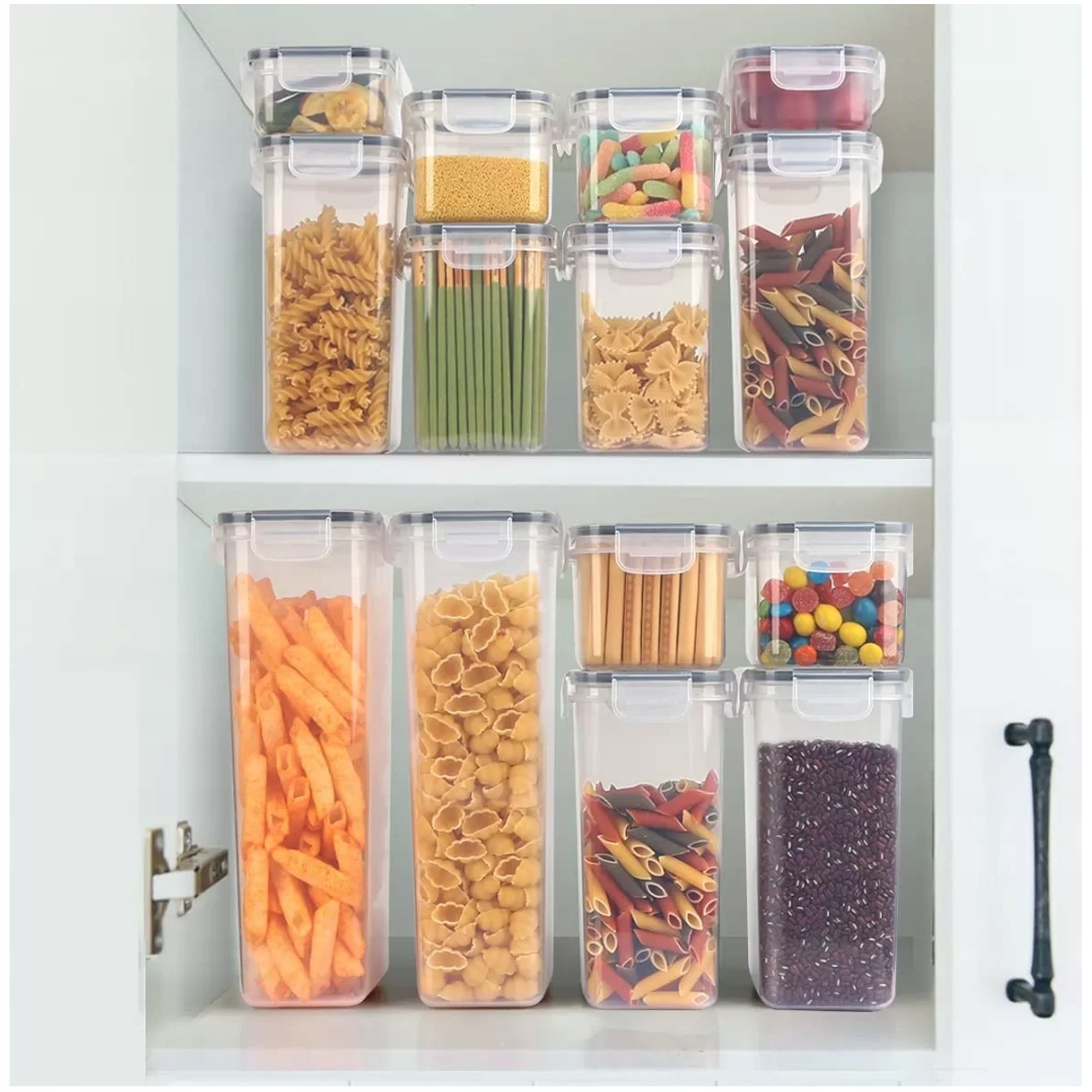 ZESTAW 8szt POJEMNIKÓW NA ŻYWNOŚĆ ZAMYKANE PLASIKOWY 2x(0,8L+1,4L+2L+2,8L) Linia Pojemniki