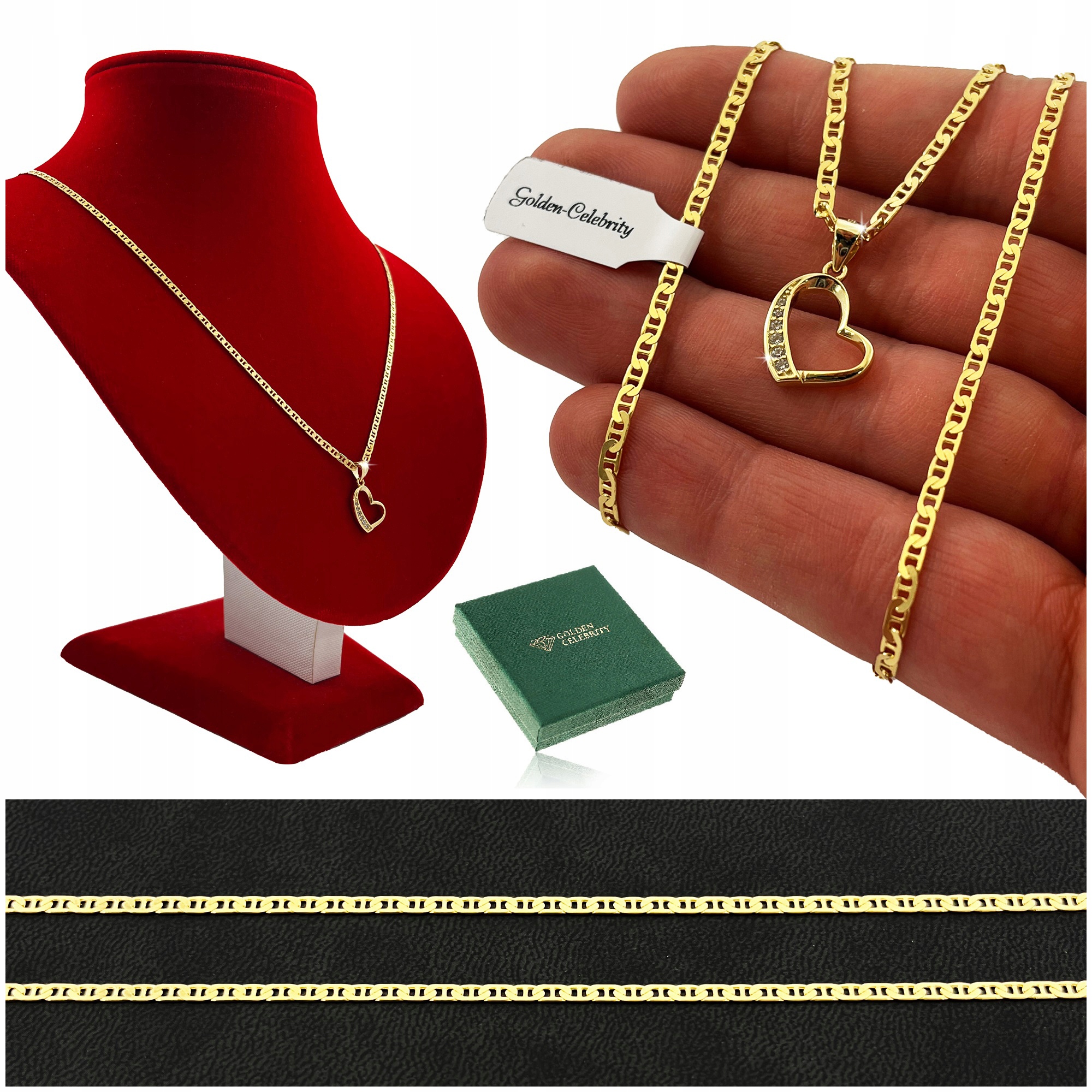 Zlatý Řetízek 585/925 Stříbro Pozlacený Náhrdelník Srdce Srdíčko Pro Ni