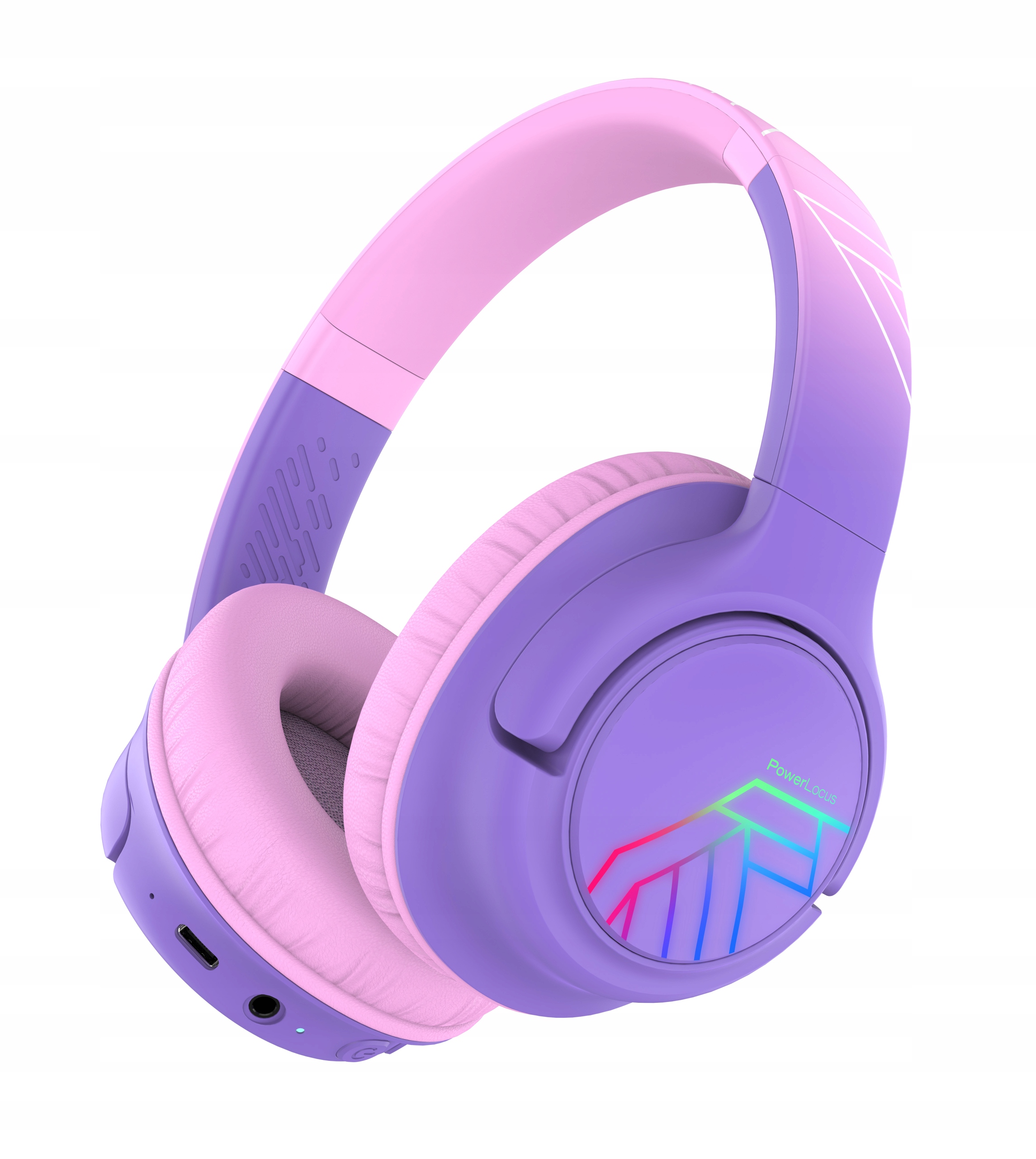Sluchátka pro děti PowerLocus Bobo Purple Bezdrátové Led Aux