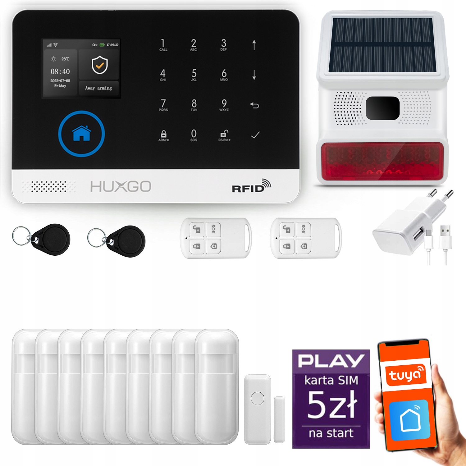 Bezdrôtový alarm Gsm WiFi s aplikáciou Tuya, sada Huxgo HXA003