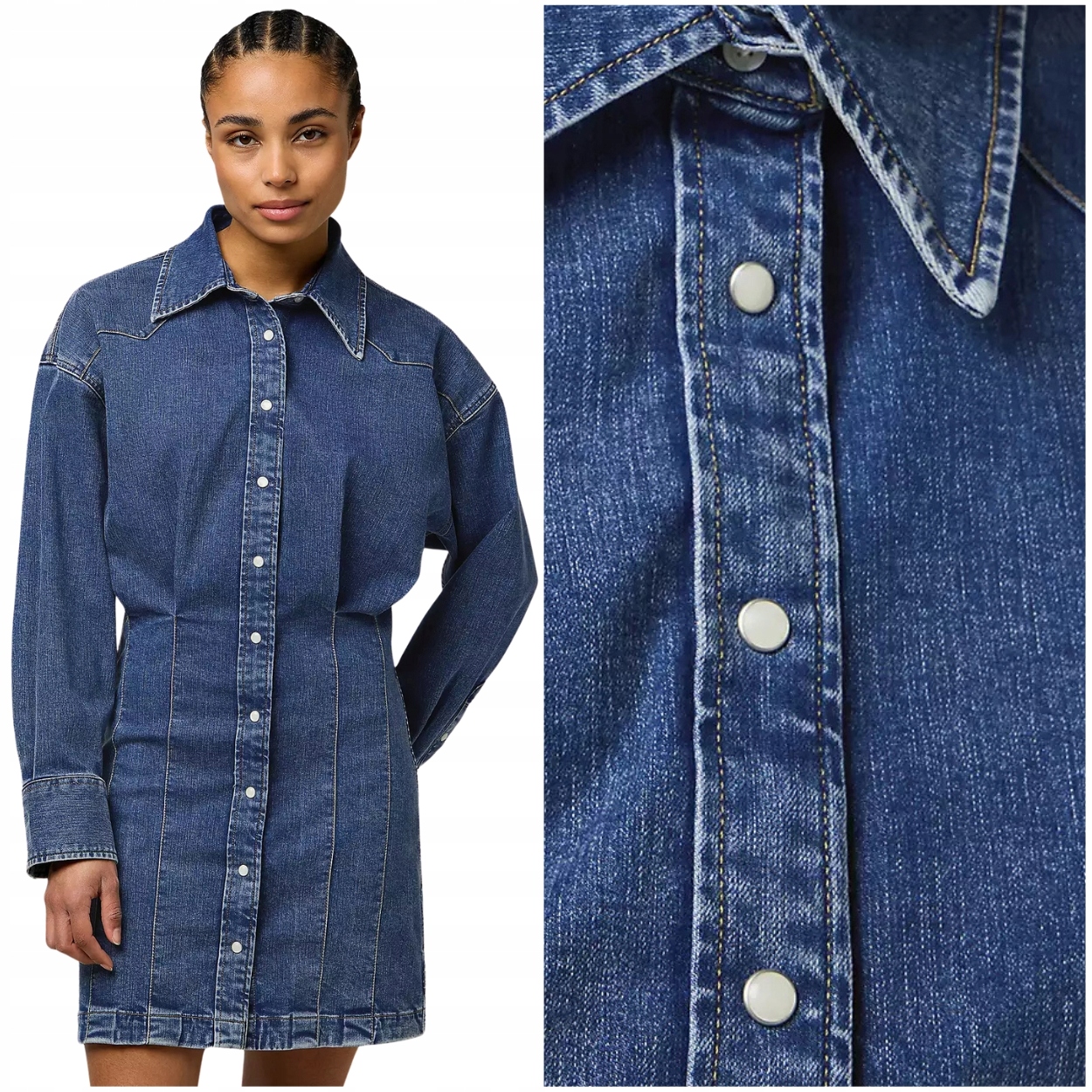 Wrangler Darted Skirt Dress SapphireTrade prošívaná džínová šaty M