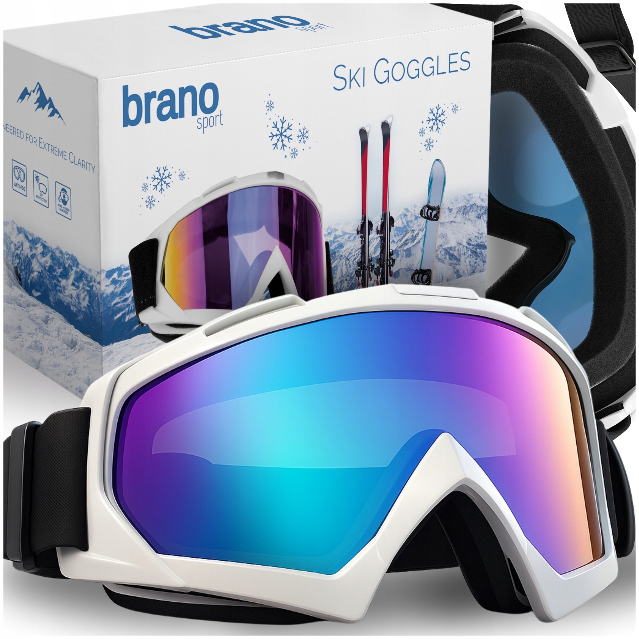 Gogle Narciarskie Okulary Na Narty Snowboard Zima Wiatroszczelne Antypara