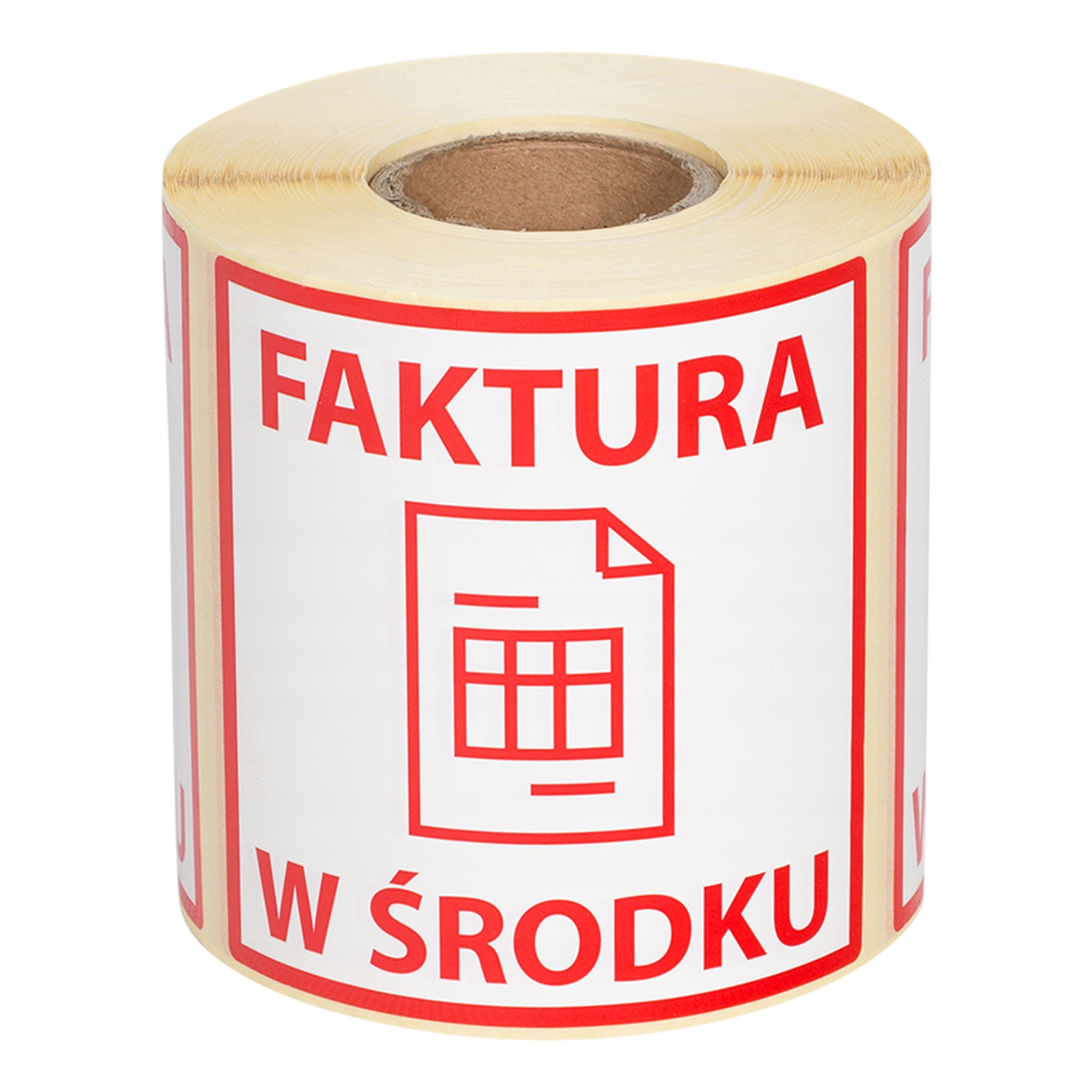 

Etykiety nalepki Faktura w środku czerwone 10x10cm