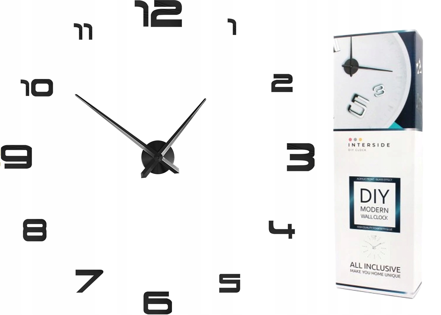 

Zegar Ścienny Duży Nowoczesny Naklejany Diy Czarny