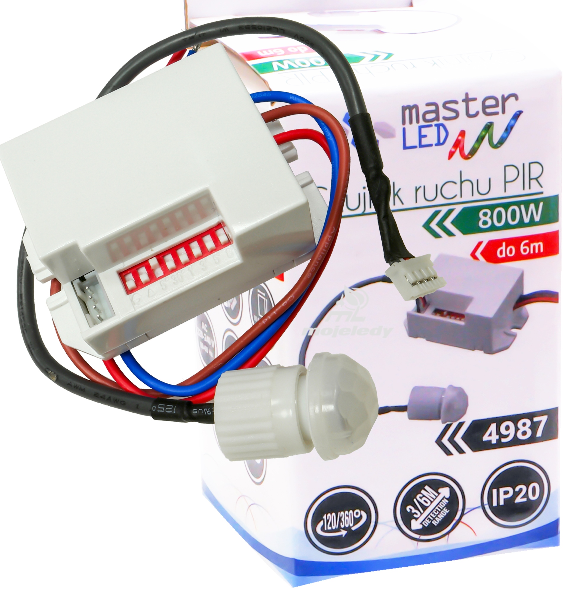 

Czujnik ruchu pir 800W z sondą mini do zabudowy