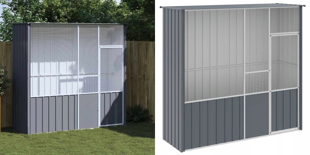 Levně Antracitová, Voliéra, 215 x 78 x 200 cm, galvanizovaná ocel