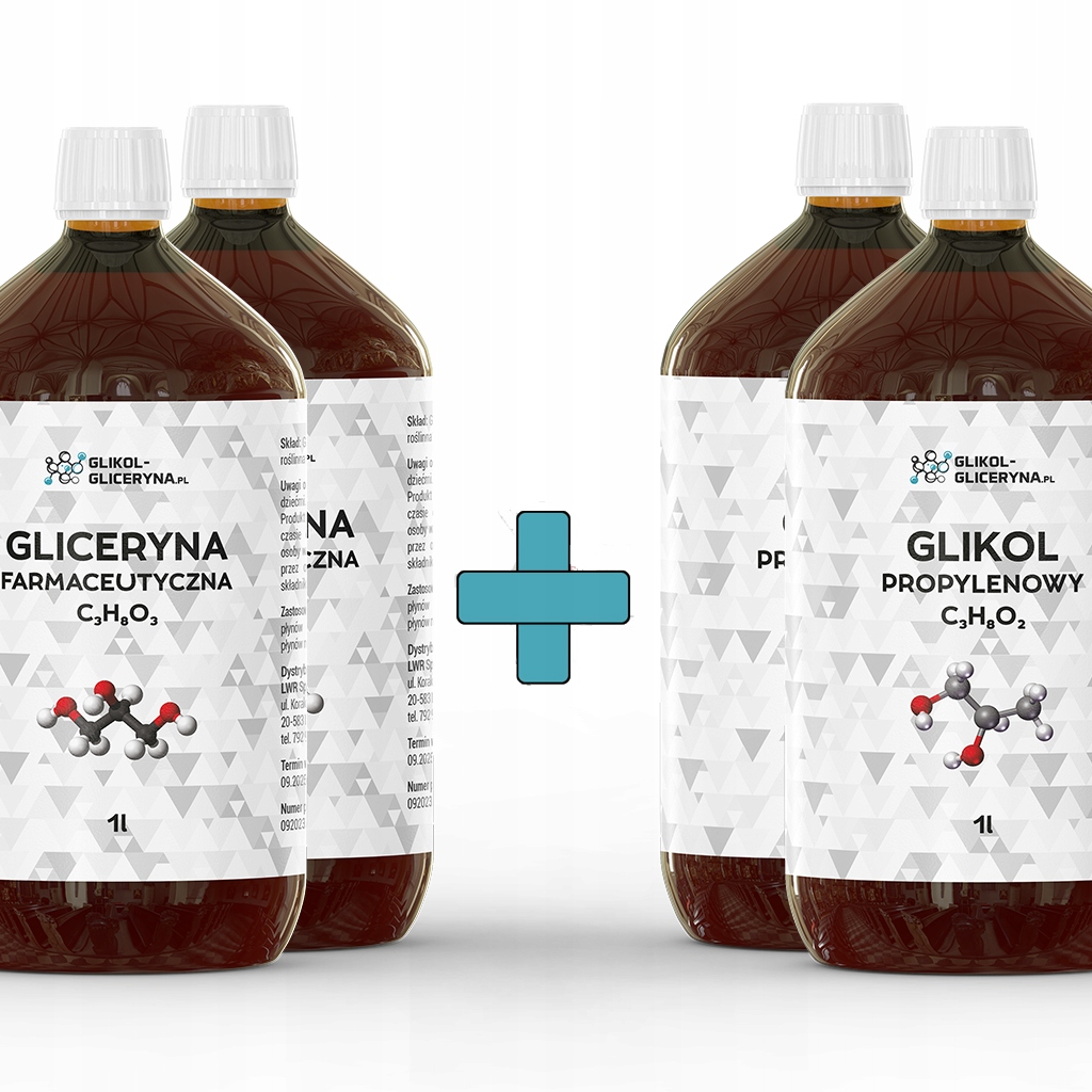 Zestaw Gliceryna Vg 99,5% Glikol Pg 99,9% 1L 1L 1L +1L